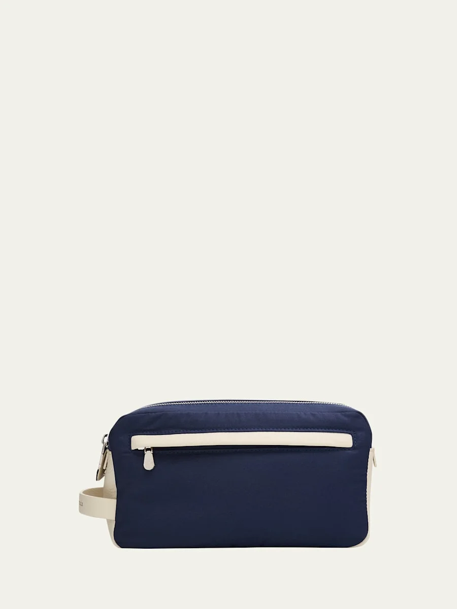 Men's Leather Double-Zip Toiletry Bag - 1