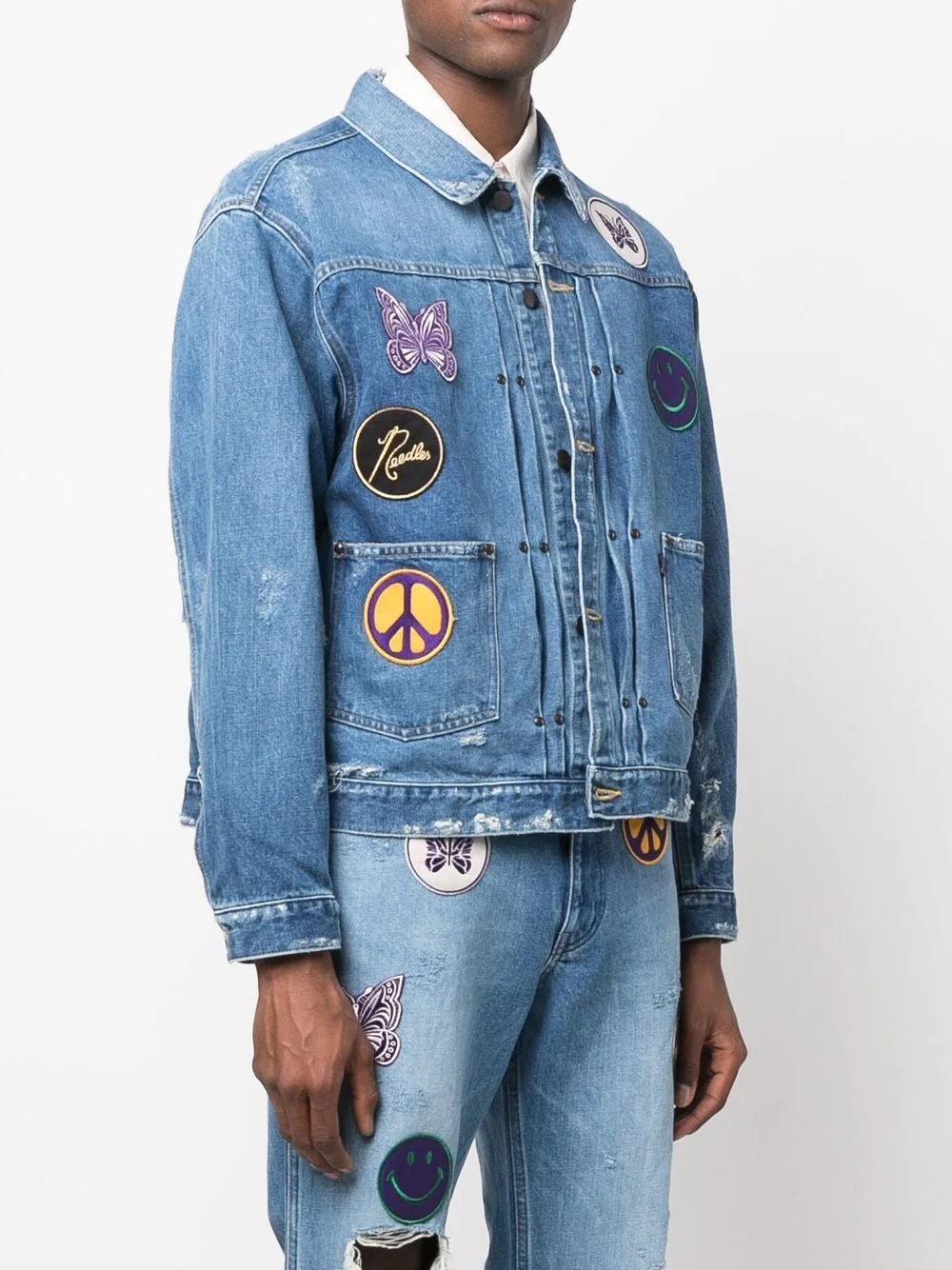 mixed-patches denim jacket - 3