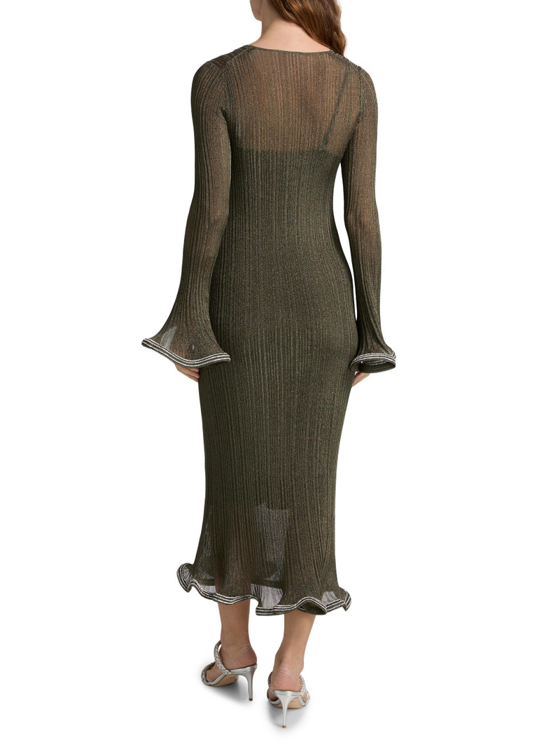 Women's Chessie Metallic Flared Hem Rib-Knit Midi-Dress - Gunmetal Silver 5