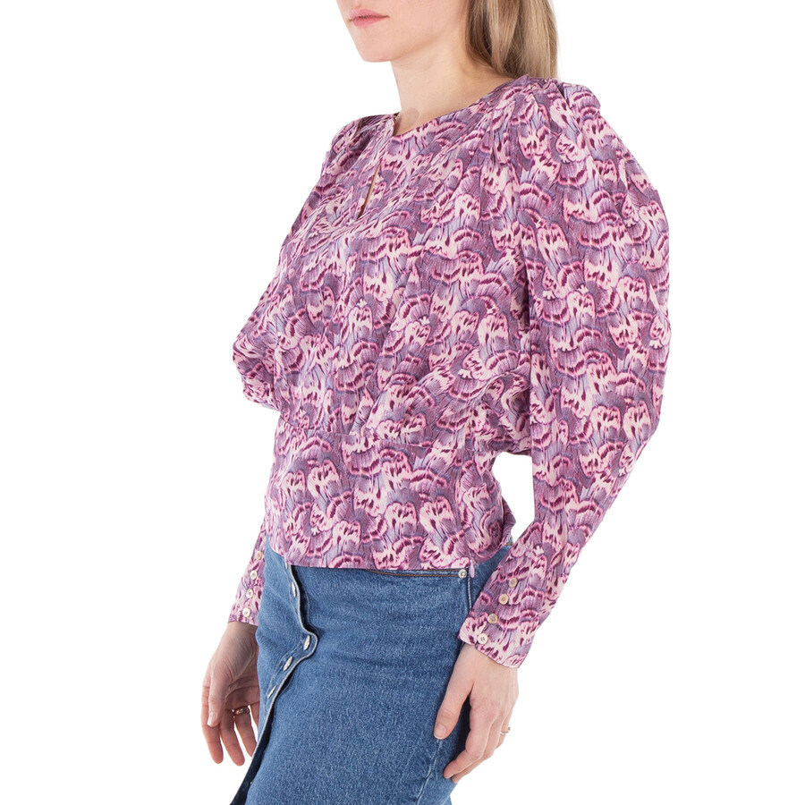 Isabel Marant Ladies Pink Zarga Chiffon Fabric Blouse - 3