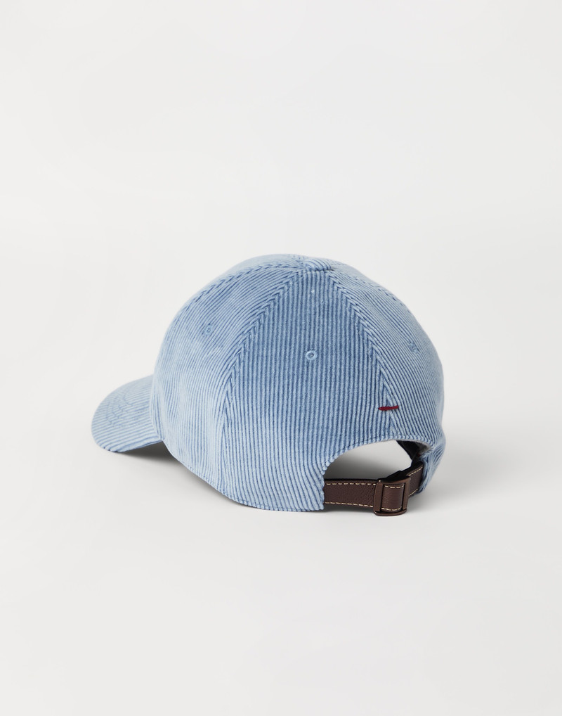 Brunello Cucinelli Comfort cotton and cashmere corduroy baseball cap with embroidered logo outlook