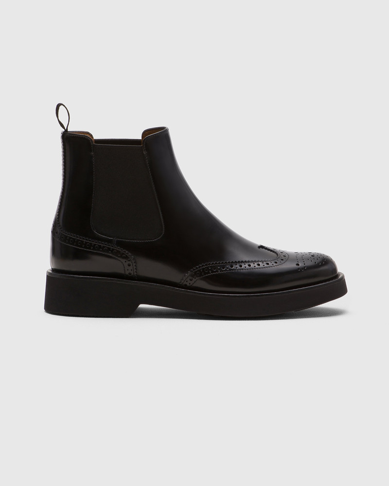 Polished Fumé Brogue Chelsea Boot 1