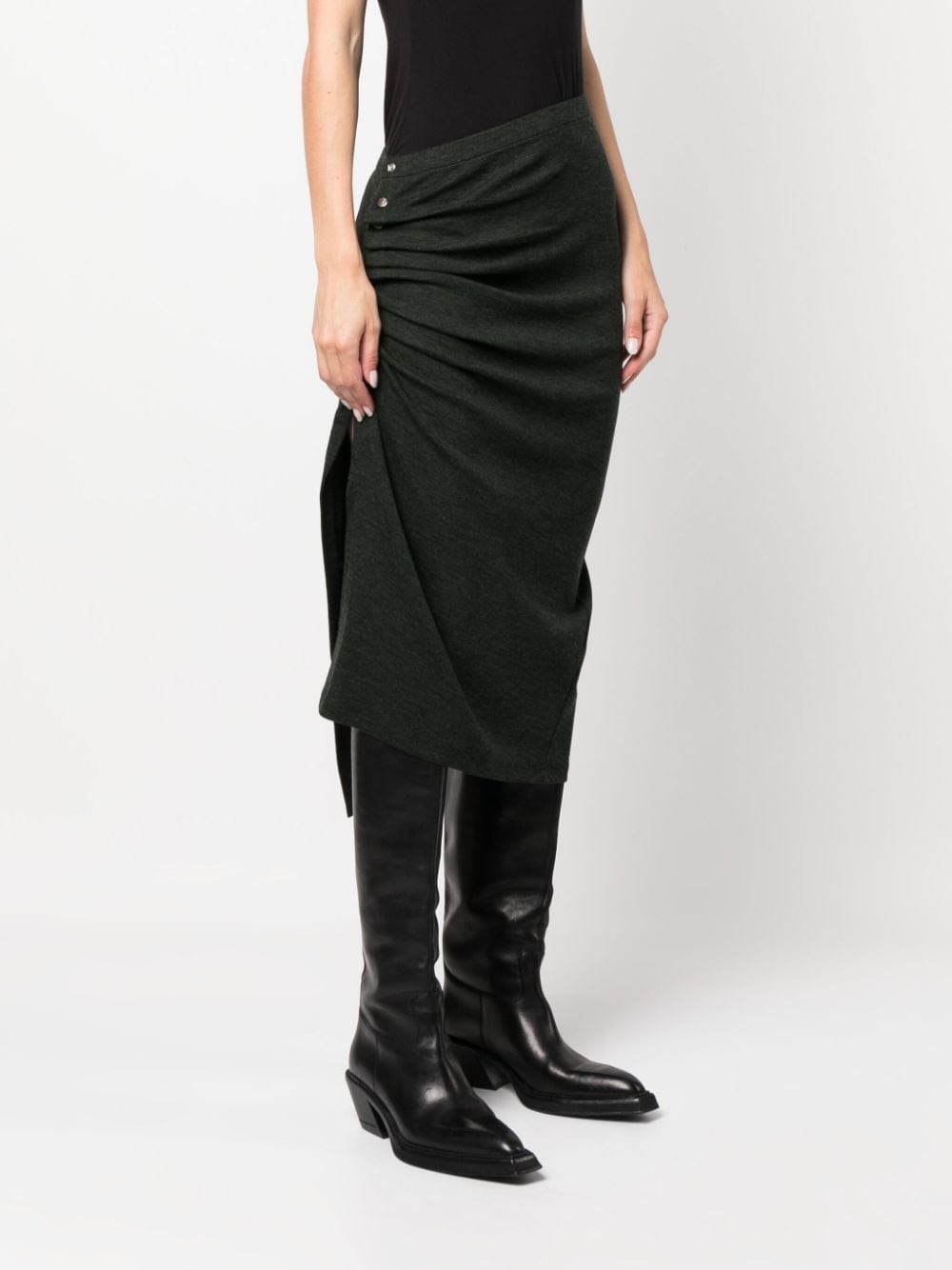 asymmetric gathered midi skirt - 3