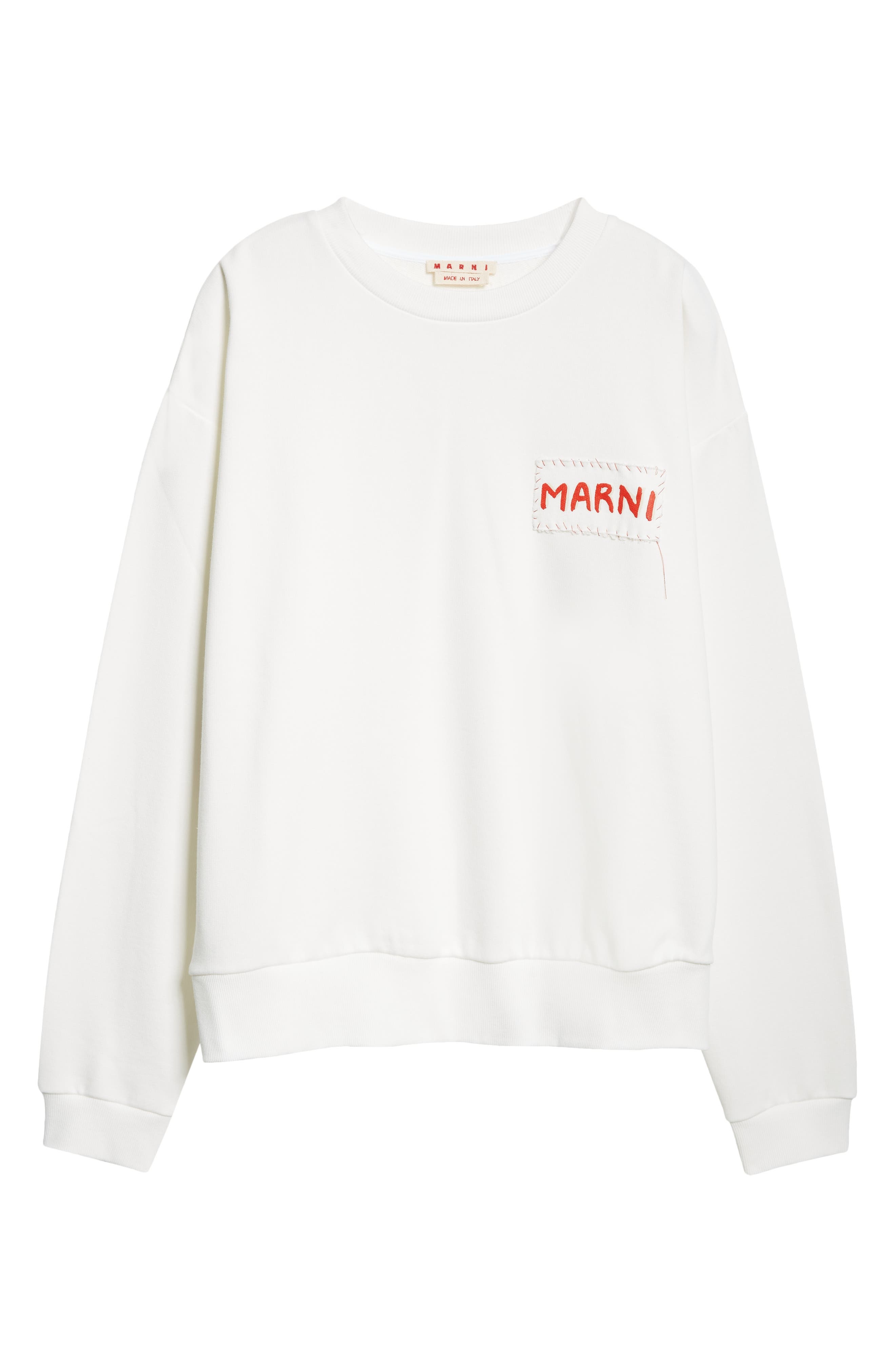 Marni Embroidered Logo Patch Sweatshirt in Natural White at Nordstrom - 5