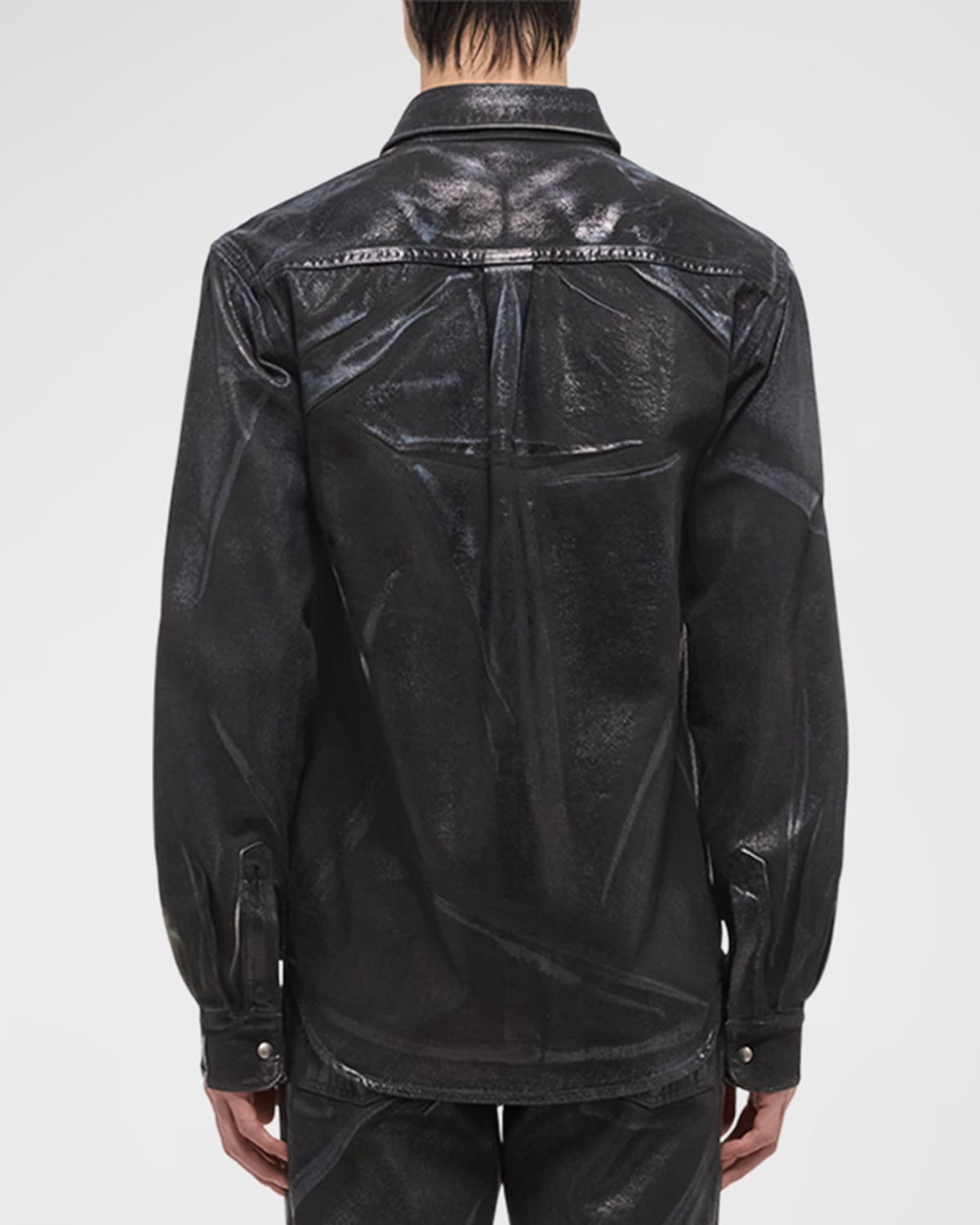 Helmut Lang Men's Foil Denim Shirt Jacket | neimanmarcus | REVERSIBLE