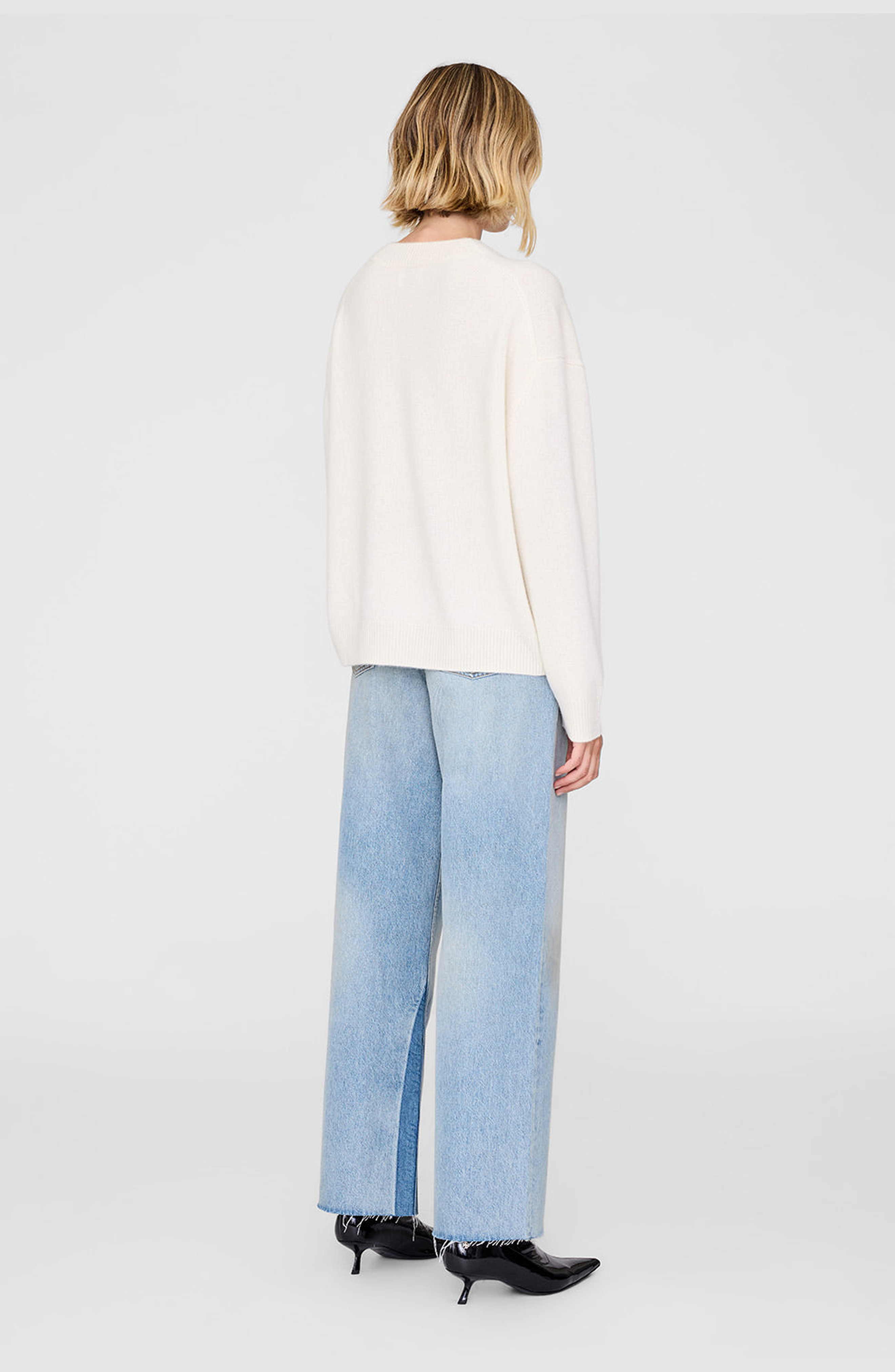 ANINE BING Lee Crew Sweater in Cream at Nordstrom - 2