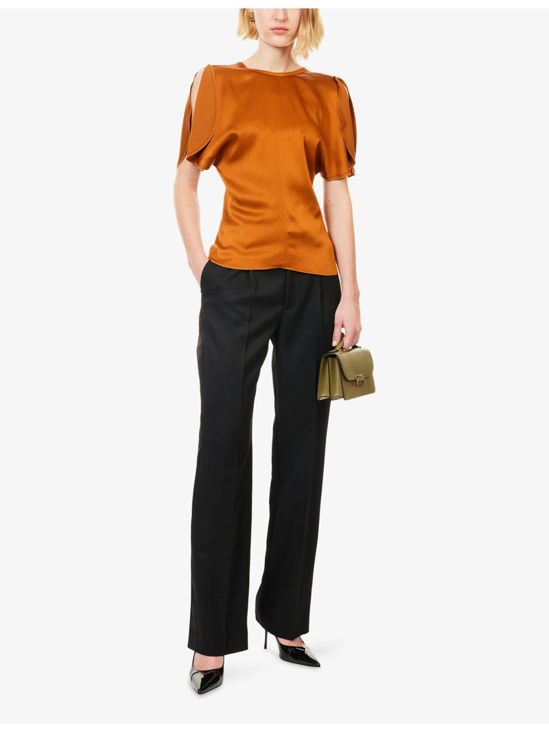 Victoria Beckham Draped Sleeve Satin Top outlook