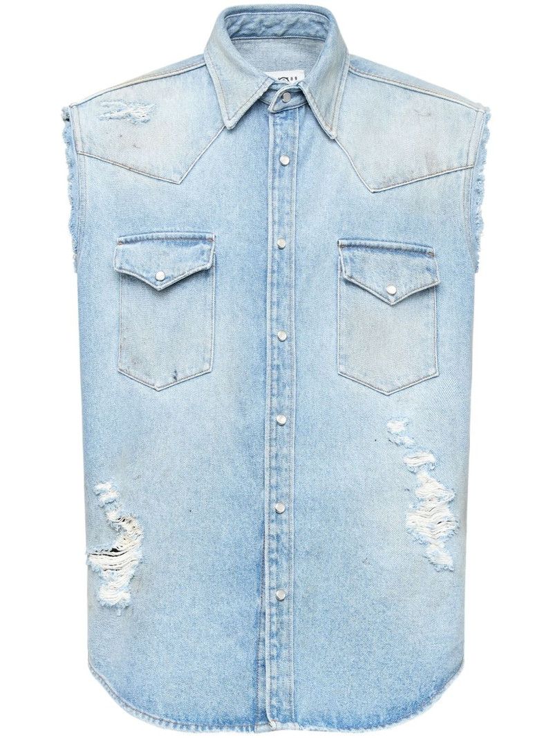 MM6 메종 Margiela Sleeveless Distressed 데님 셔츠 1