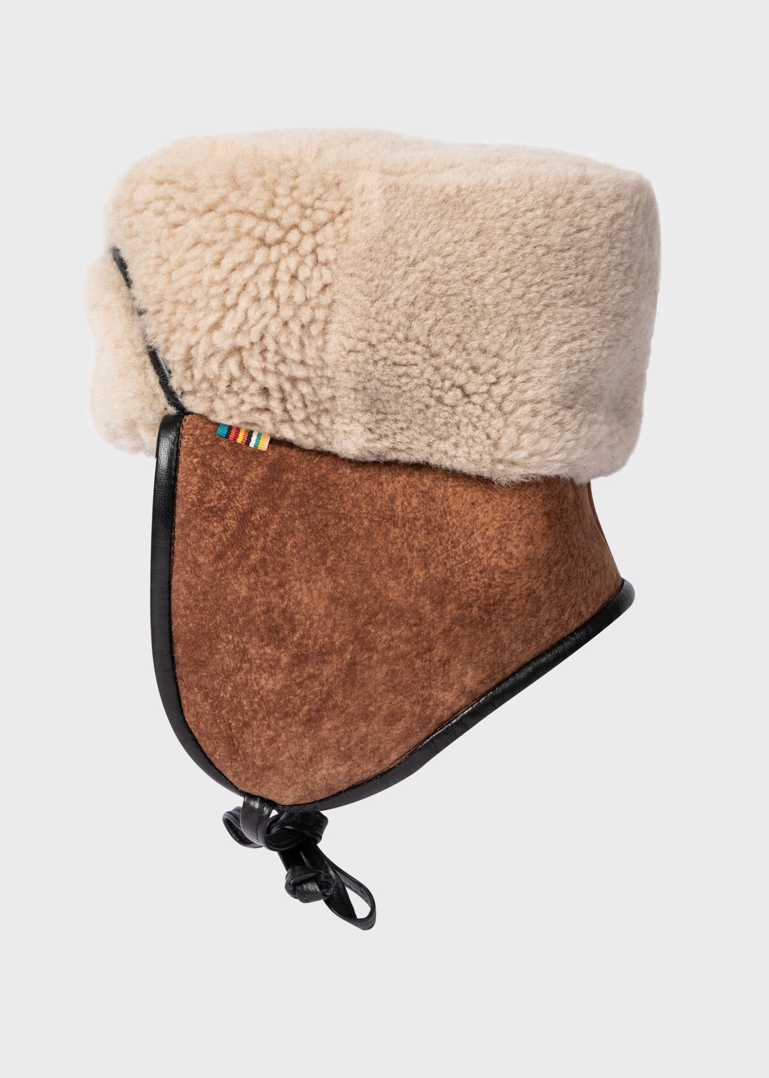 Shearling Chapka Hat With Leather Trims - 1