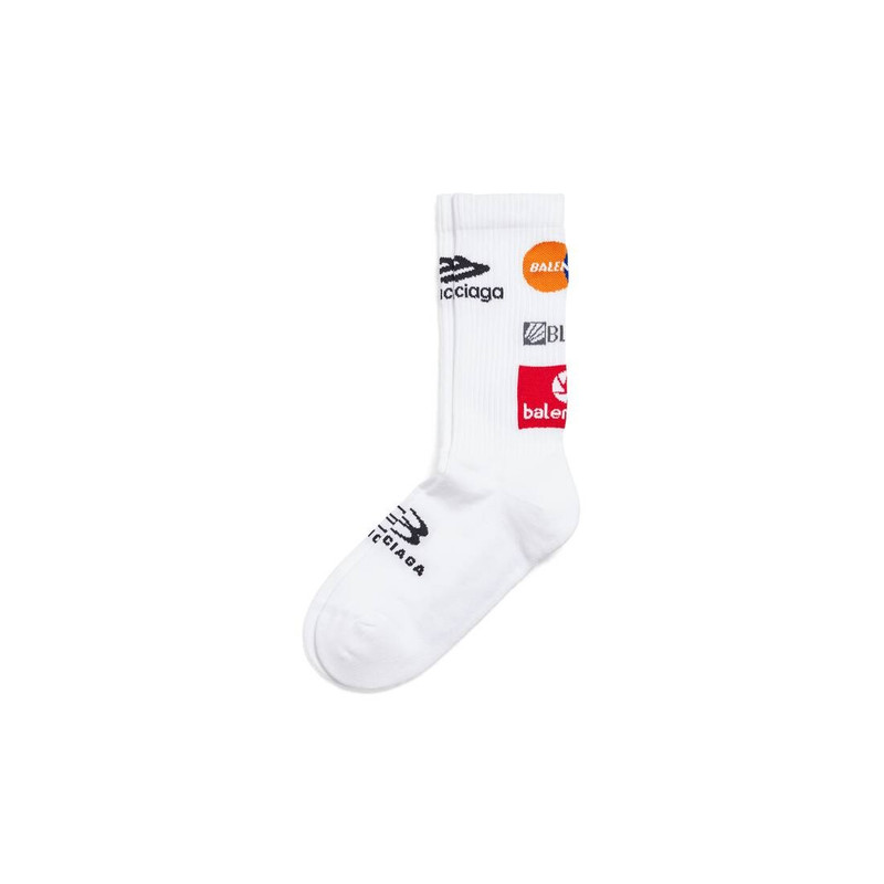BALENCIAGA Men's Top League Socks in White/black outlook