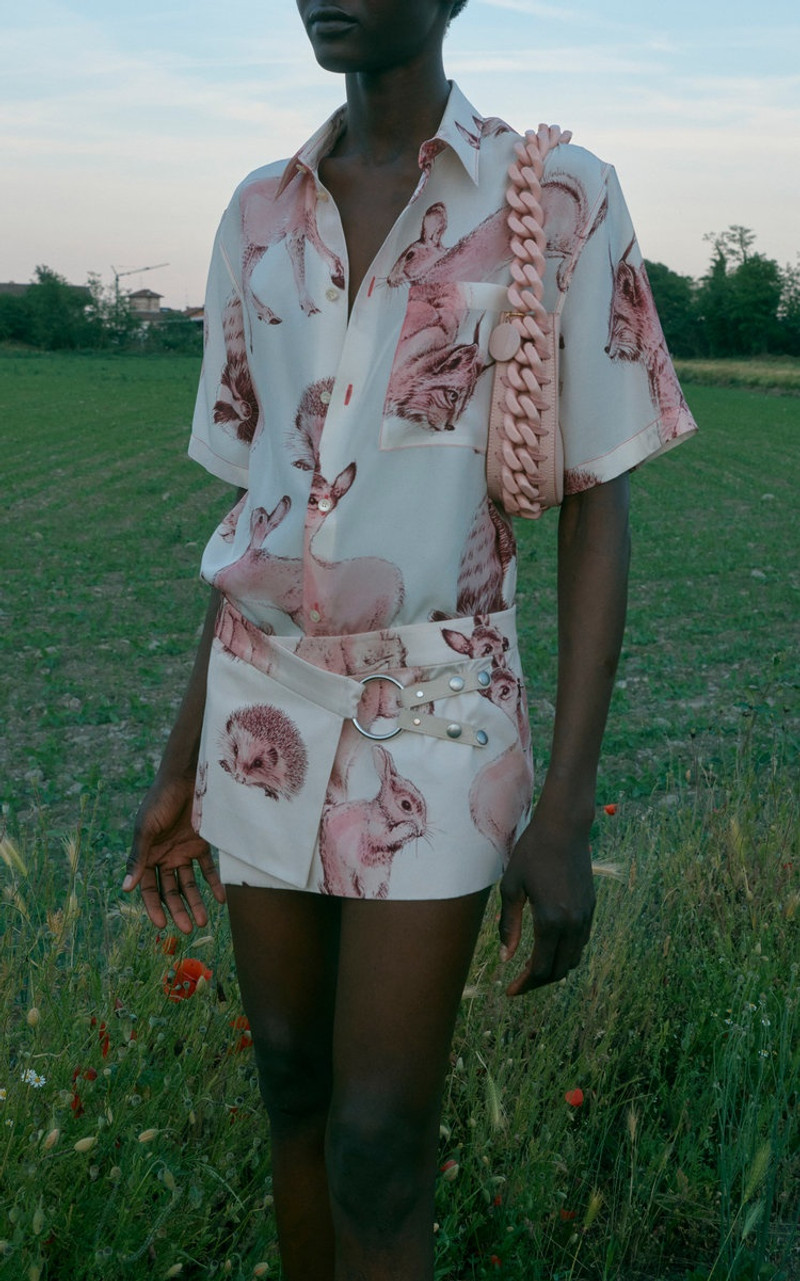 Stella McCartney Frayme Tonal Shoulder Bag light pink outlook