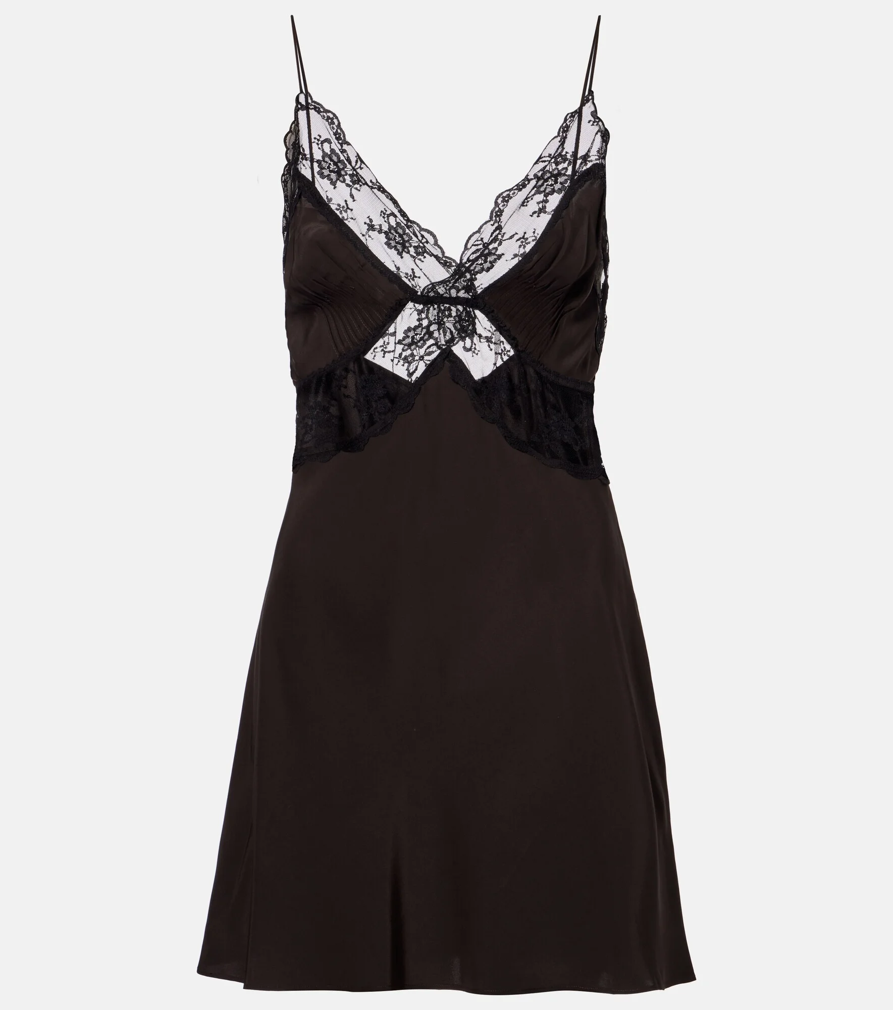 Lace-trimmed silk minidress - 1