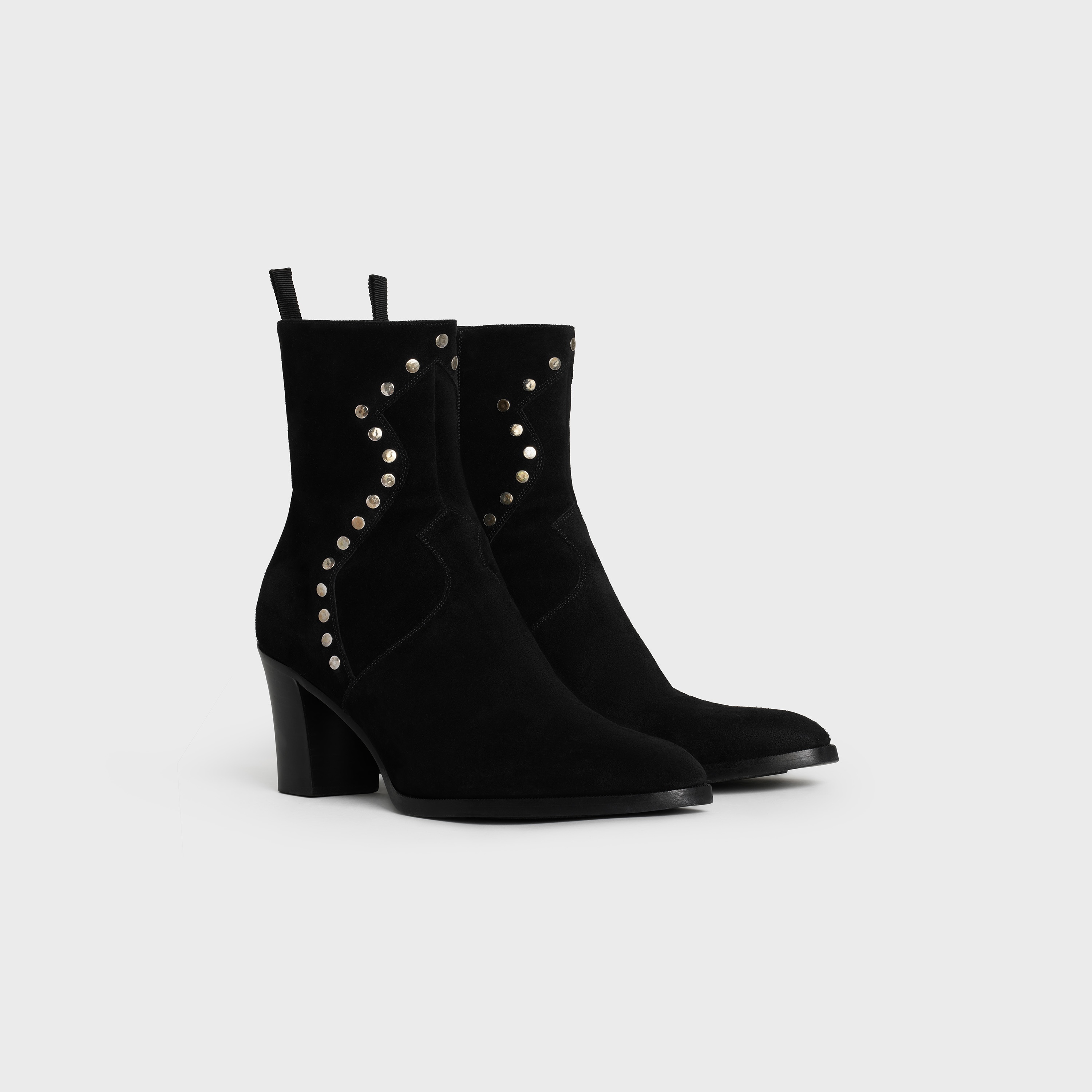 CELINE PAGES STUDDED ZIPPED BOOT  IN  SUEDE CALFSKIN - 2