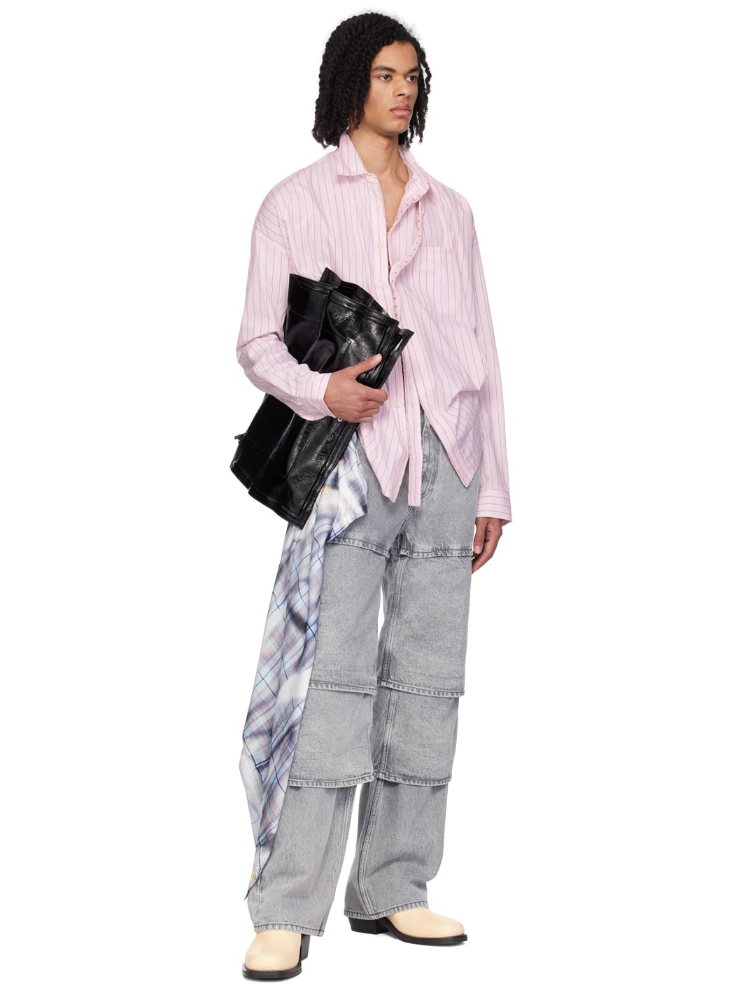 Gray Layered Jeans - 5