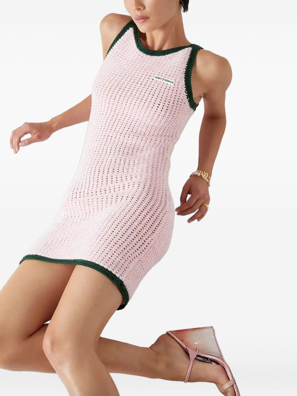knitted contrast-trim dress - 4