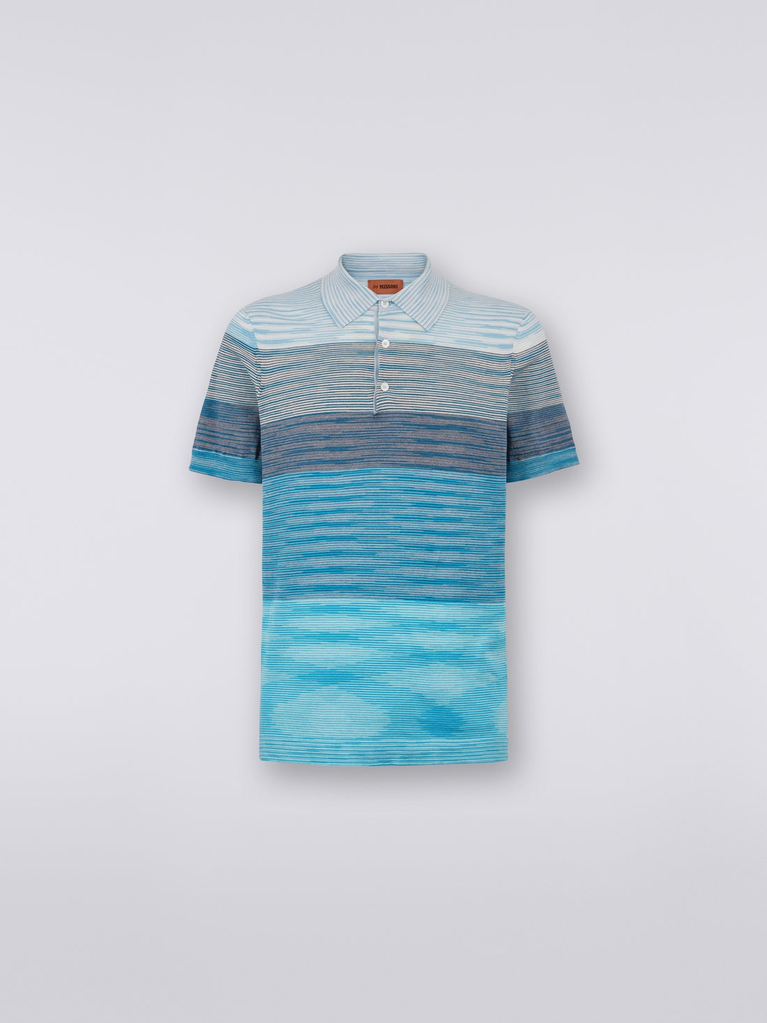 Dégradé striped cotton short-sleeved polo shirt - 1