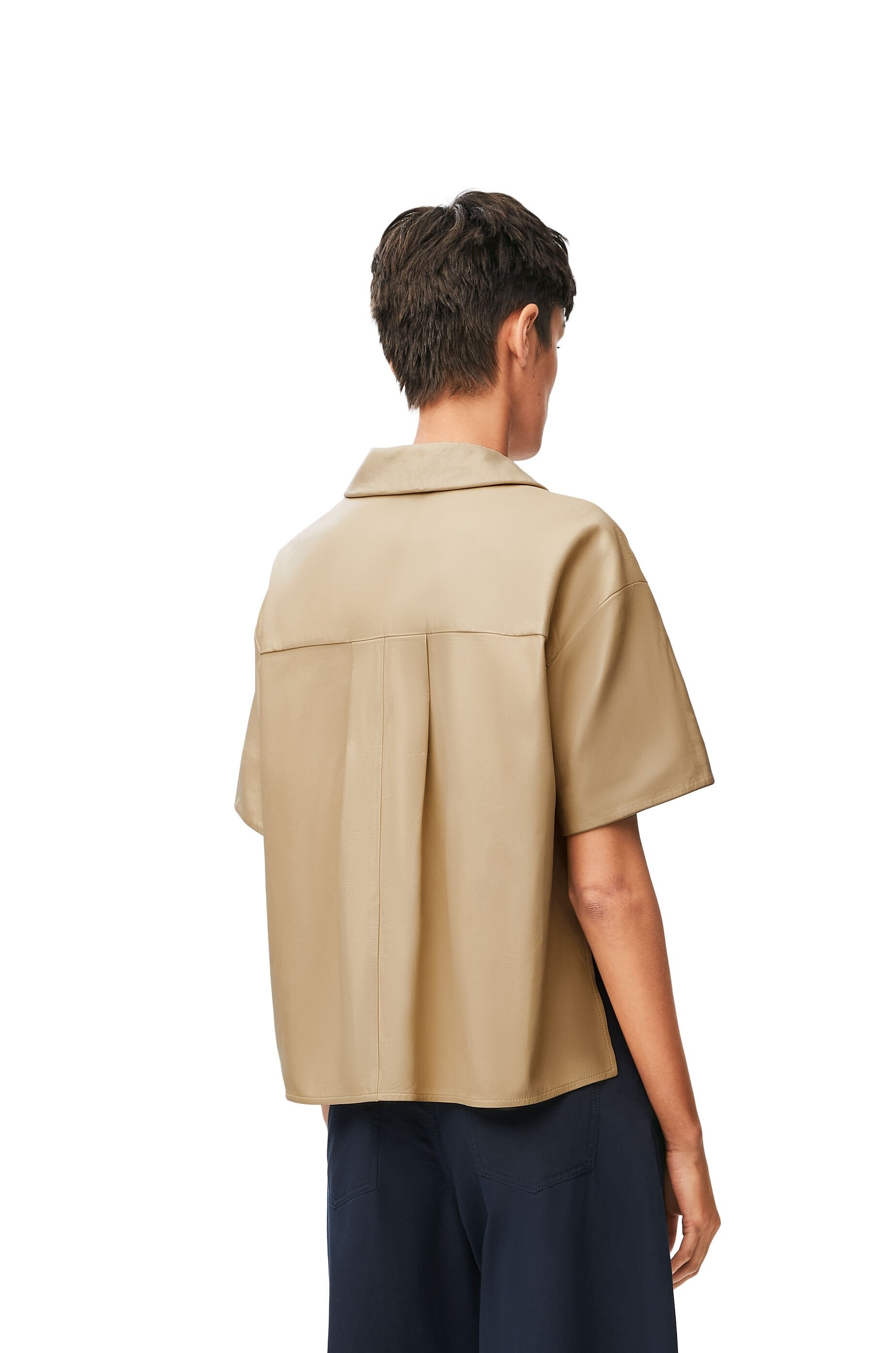 Short sleeve shirt in nappa lambskin - 4