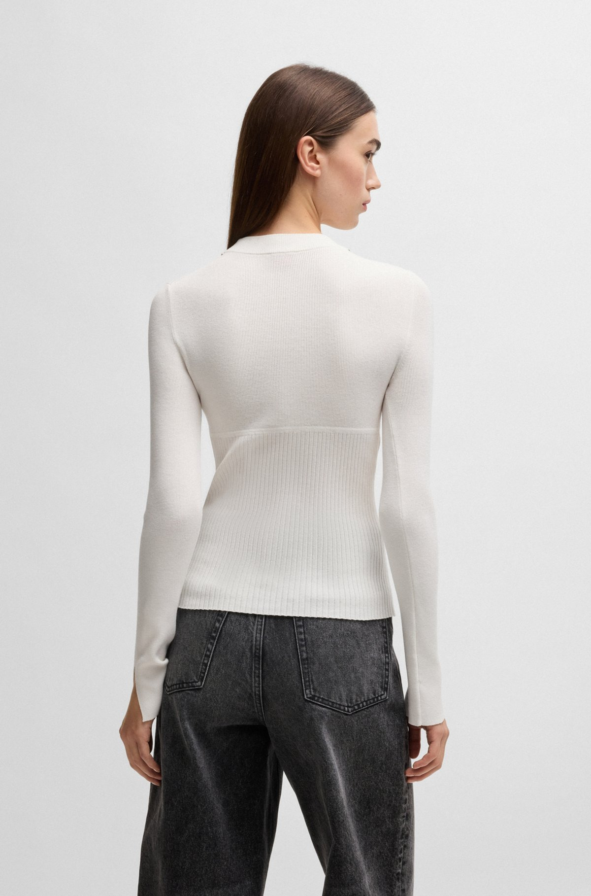 MOCK-NECK SWEATER WITH CHAIN COLLAR TRIM - 4