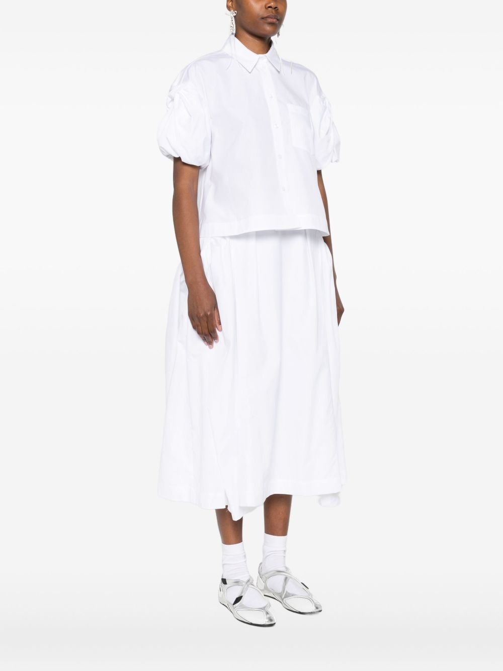 cropped puff-sleeves shirt - 3