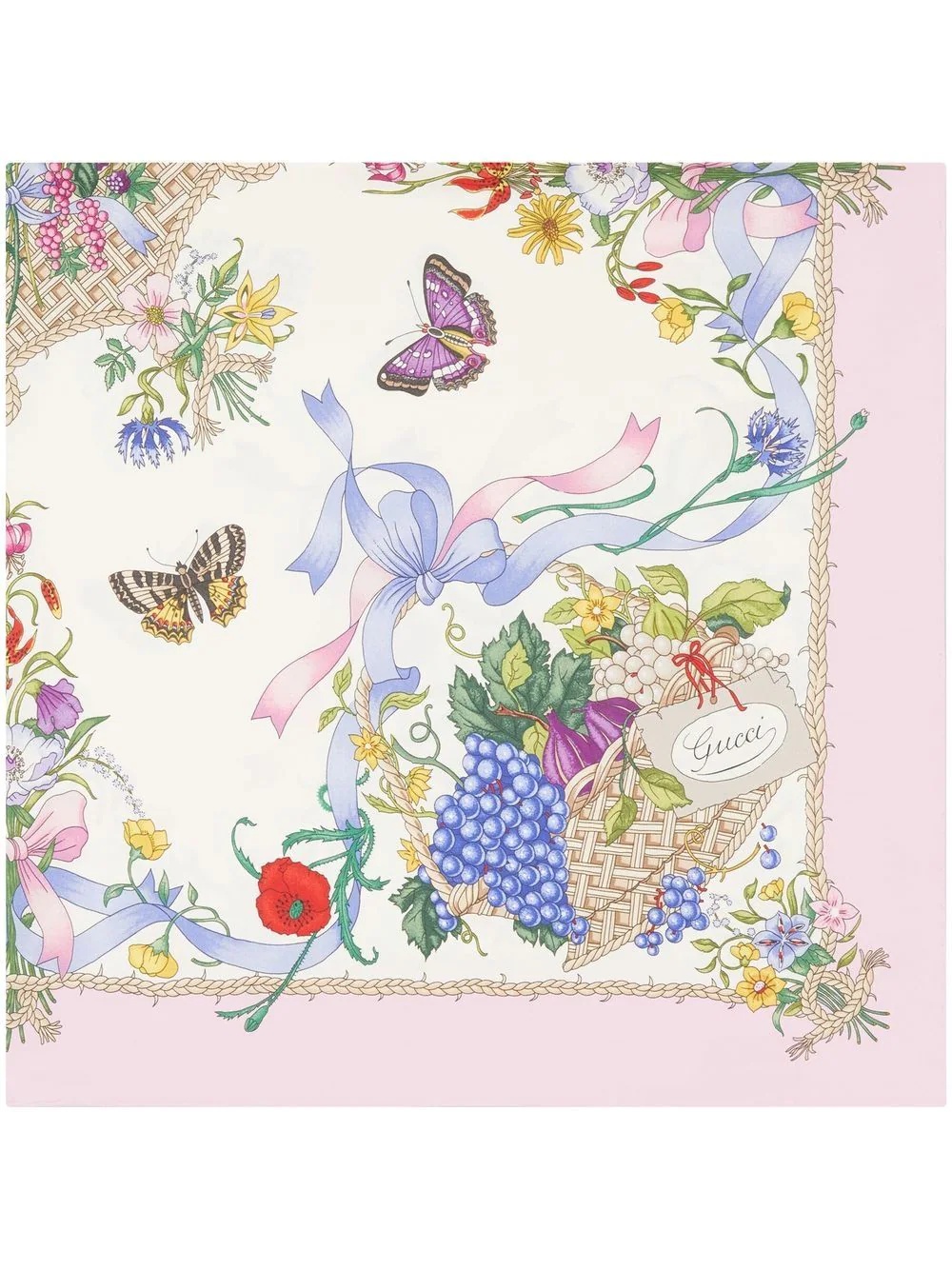 floral fruit basket-print silk scarf - 1