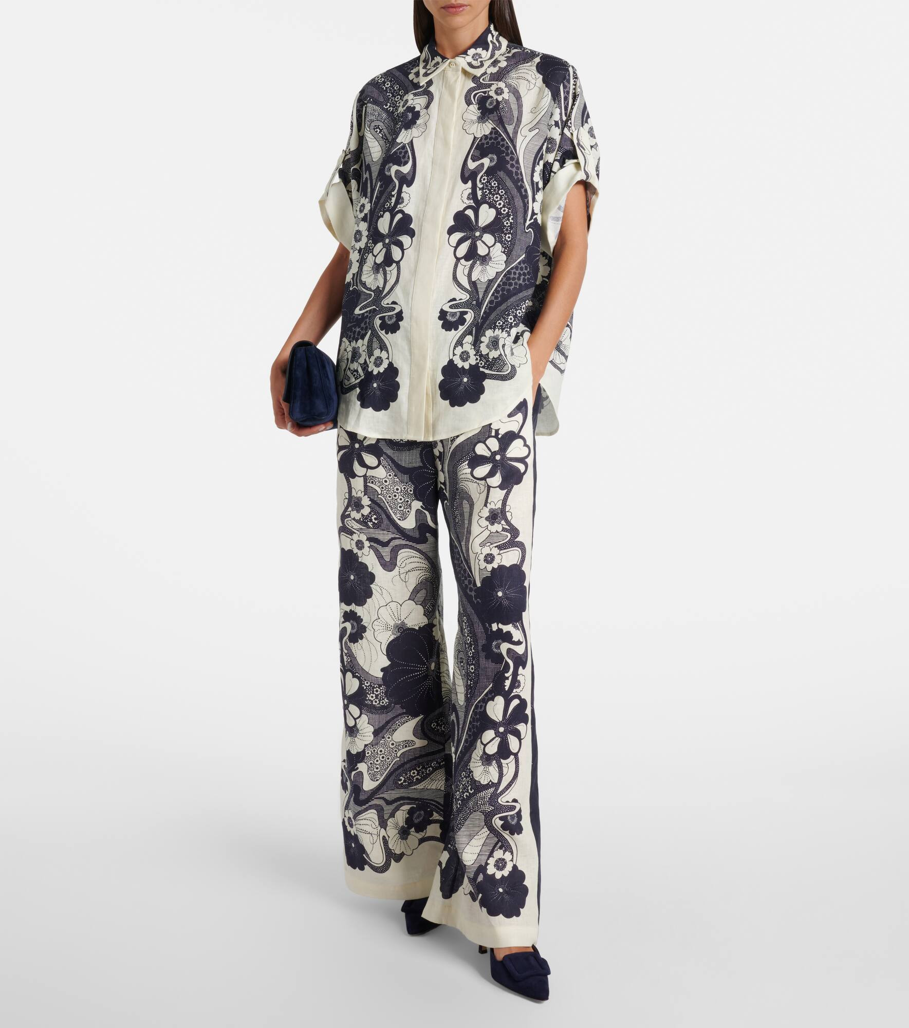 Mickey floral linen wide-leg pants - 2