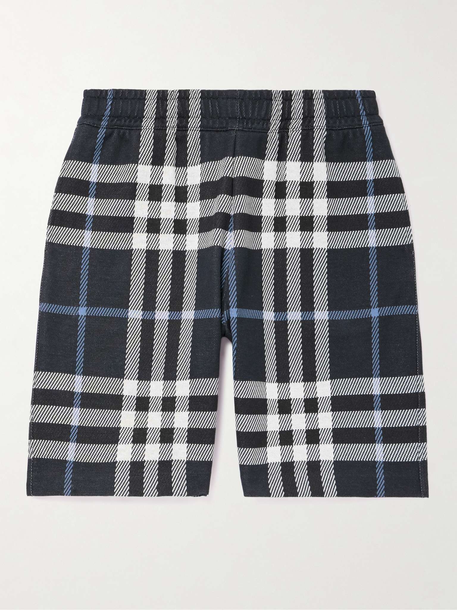 Straight-Leg Checked Cotton Drawstring Shorts - 1