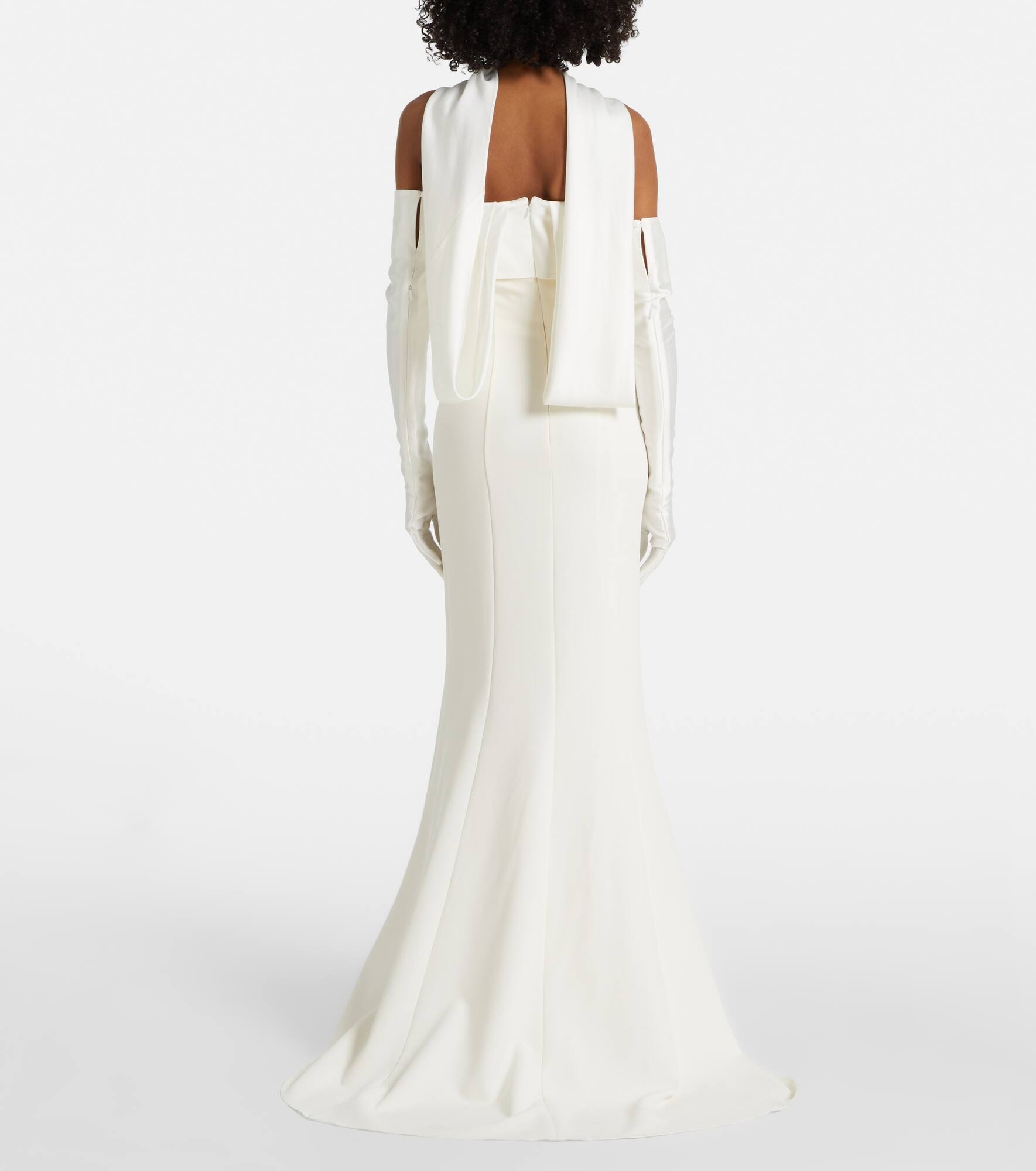 Roshana sash crêpe gown with gloves - 3