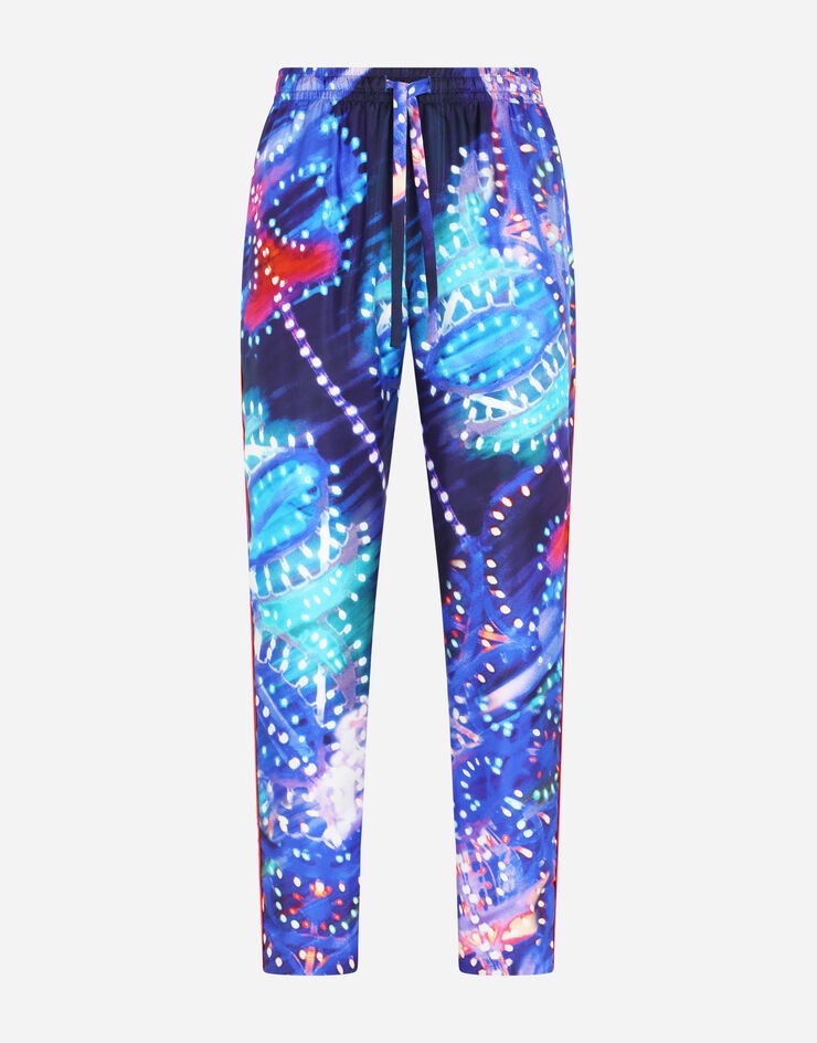 Silk jogging pants with illumination print - 3