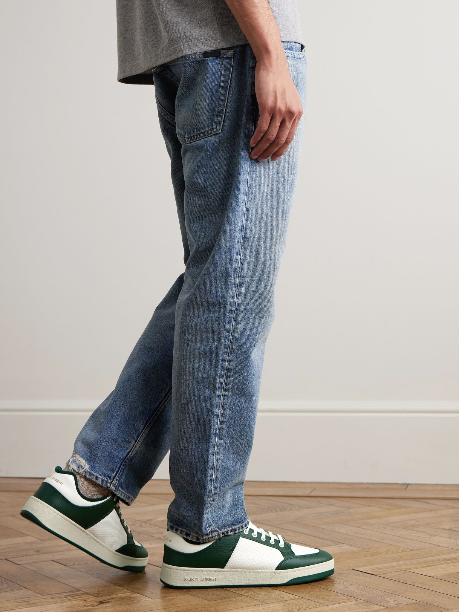 SL/61 Mesh and Leather Sneakers Green - 2
