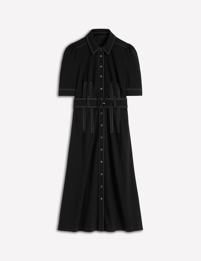 Anita Ponte Shirt Dress-Black 1