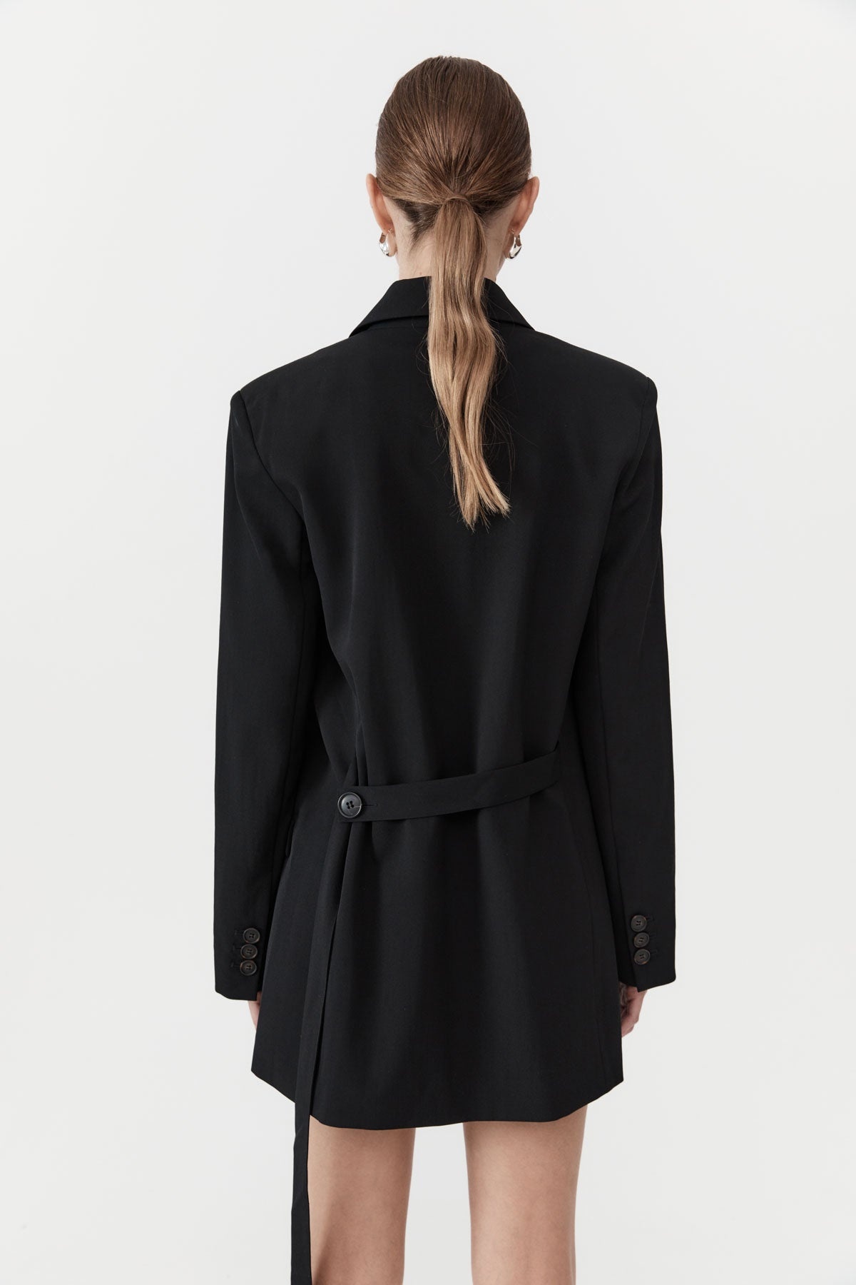 Belt Detail Blazer - Black - 7