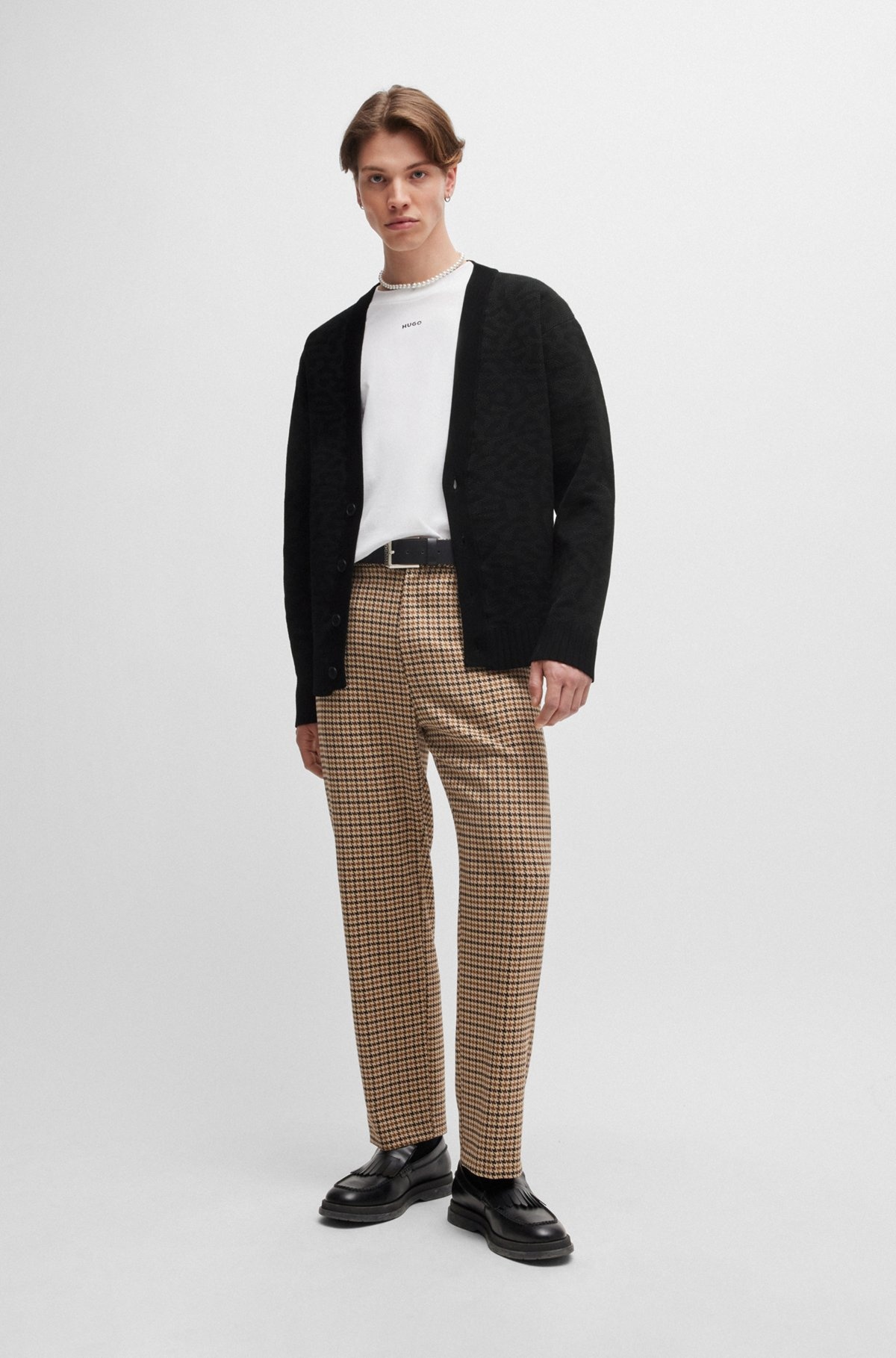 V-NECK CARDIGAN WITH ANIMAL-PATTERN JACQUARD - 4