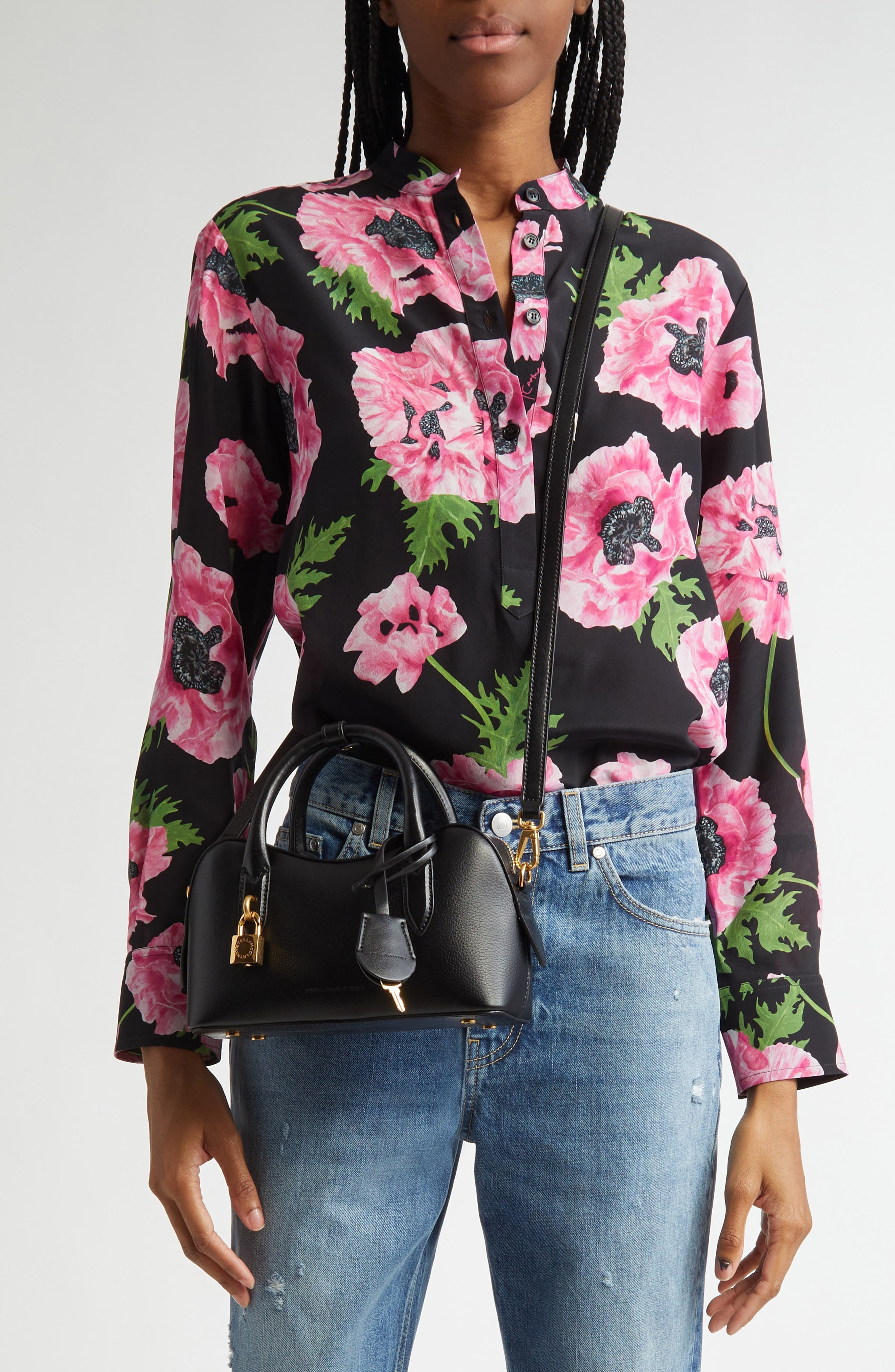 Stella McCartney Ryder Faux Leather Satchel in Black at Nordstrom - 2