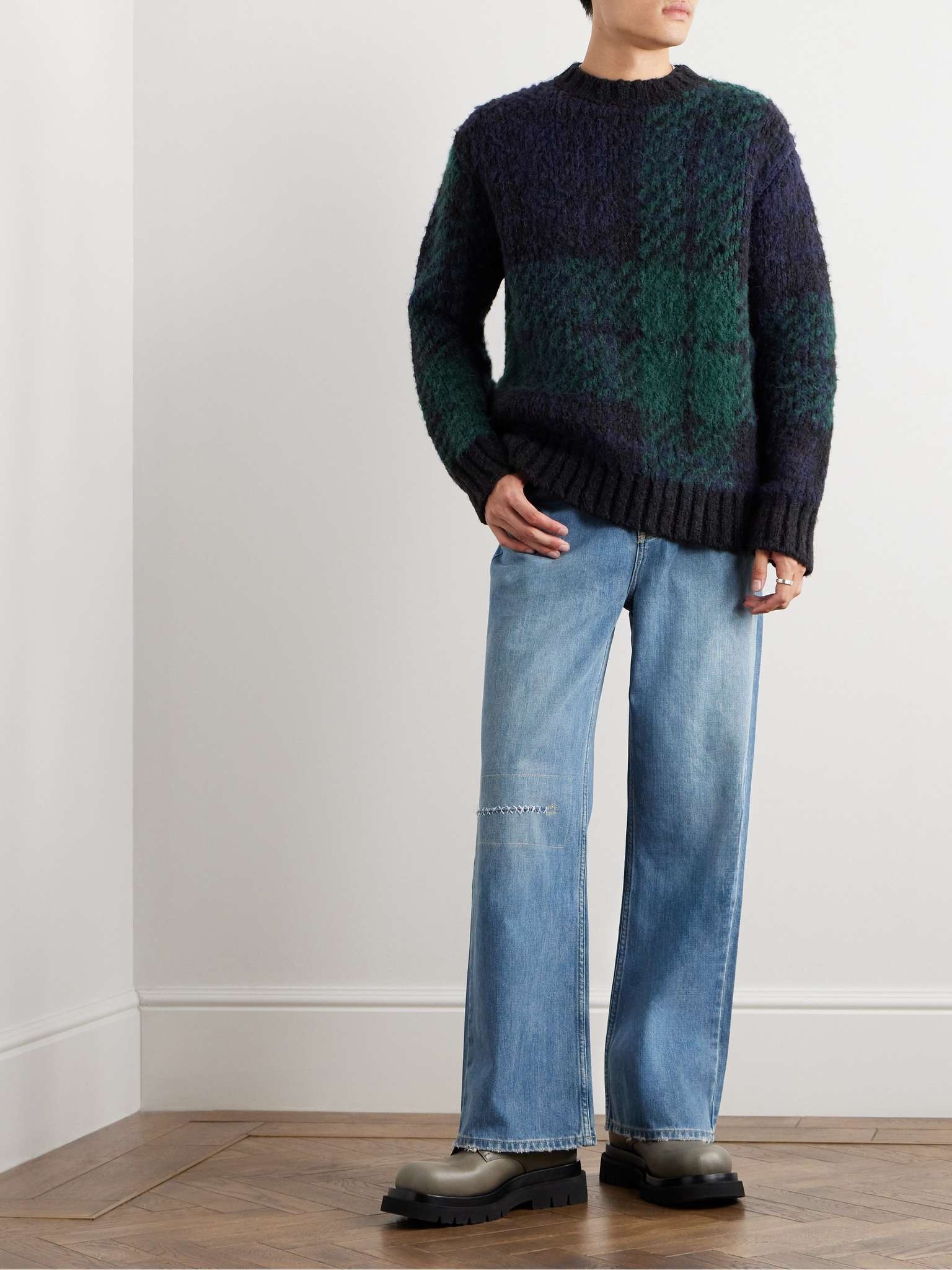 Checked Jacquard-Knit Sweater - 2