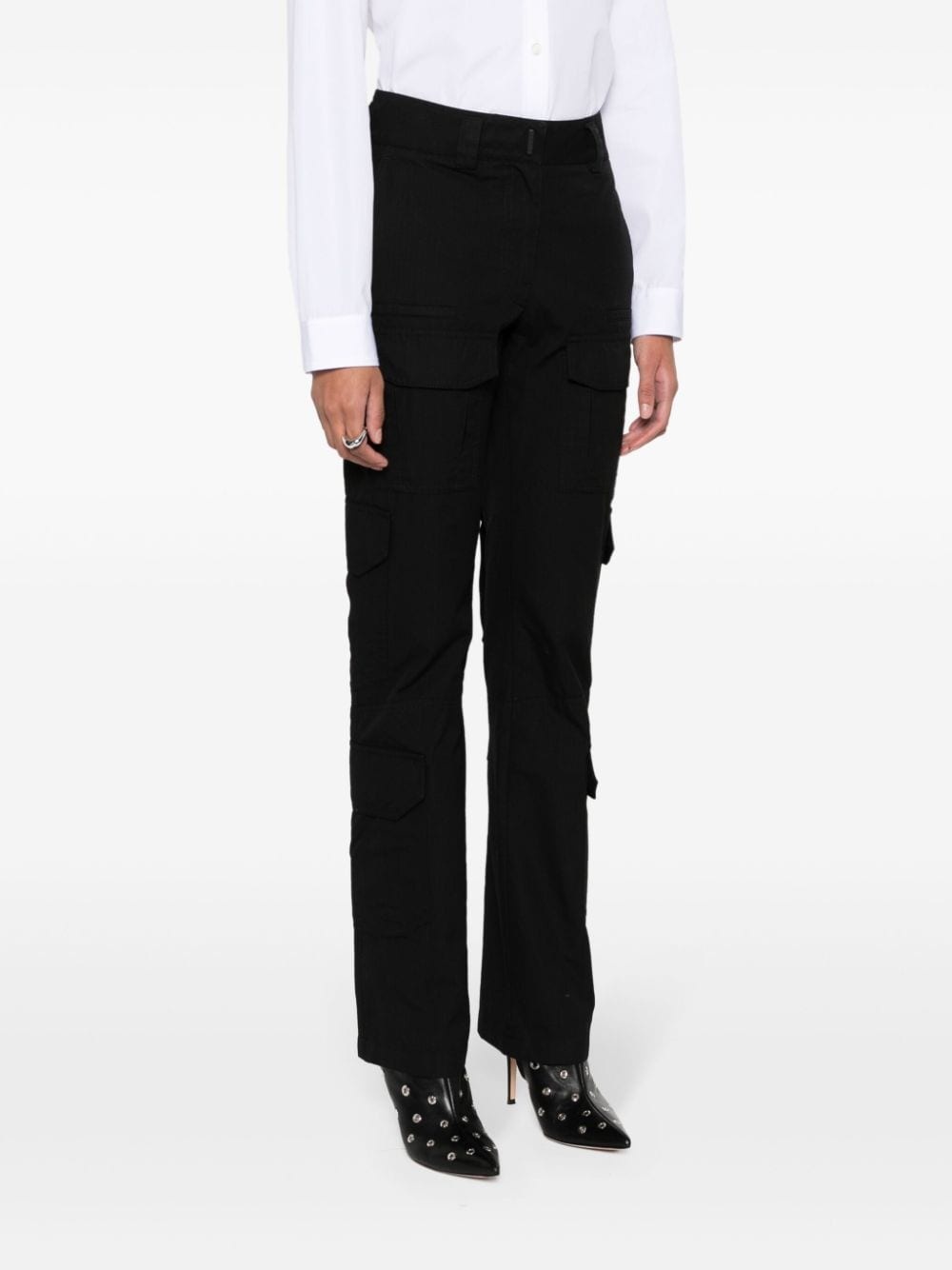 fine-check-pattern cargo trousers - 3