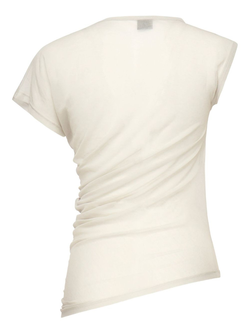 PINKO asymmetric-sleeve draped top outlook