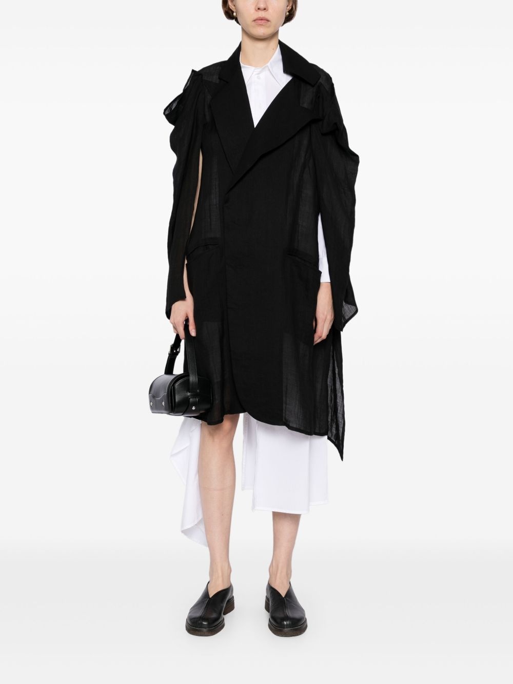 twill belted blazer - 2