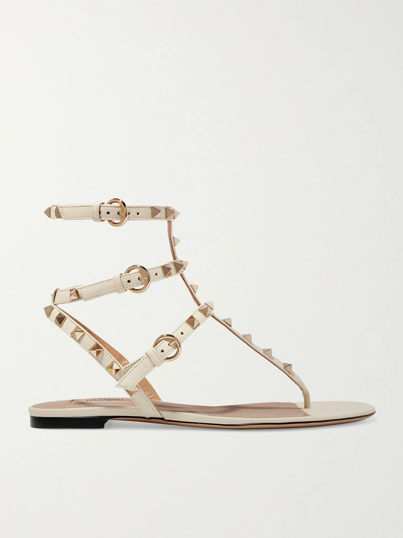 The Rockstud leather sandals Ivory - 1
