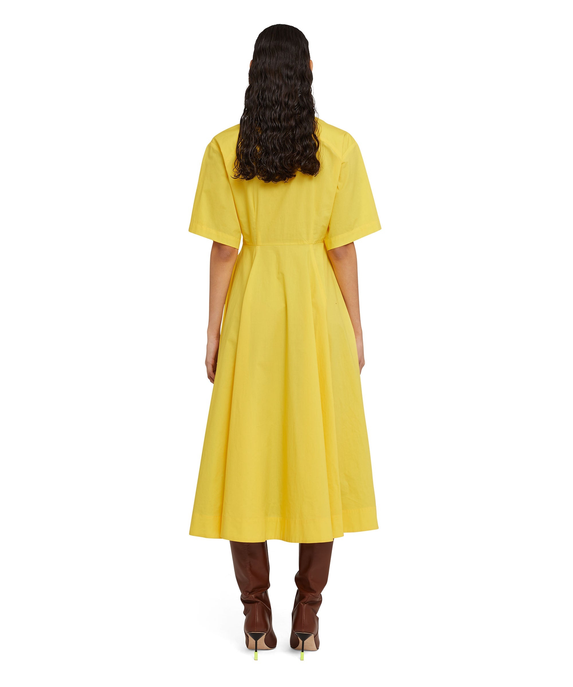 Cotton midi dress with short sleeves and circle skirt - 4