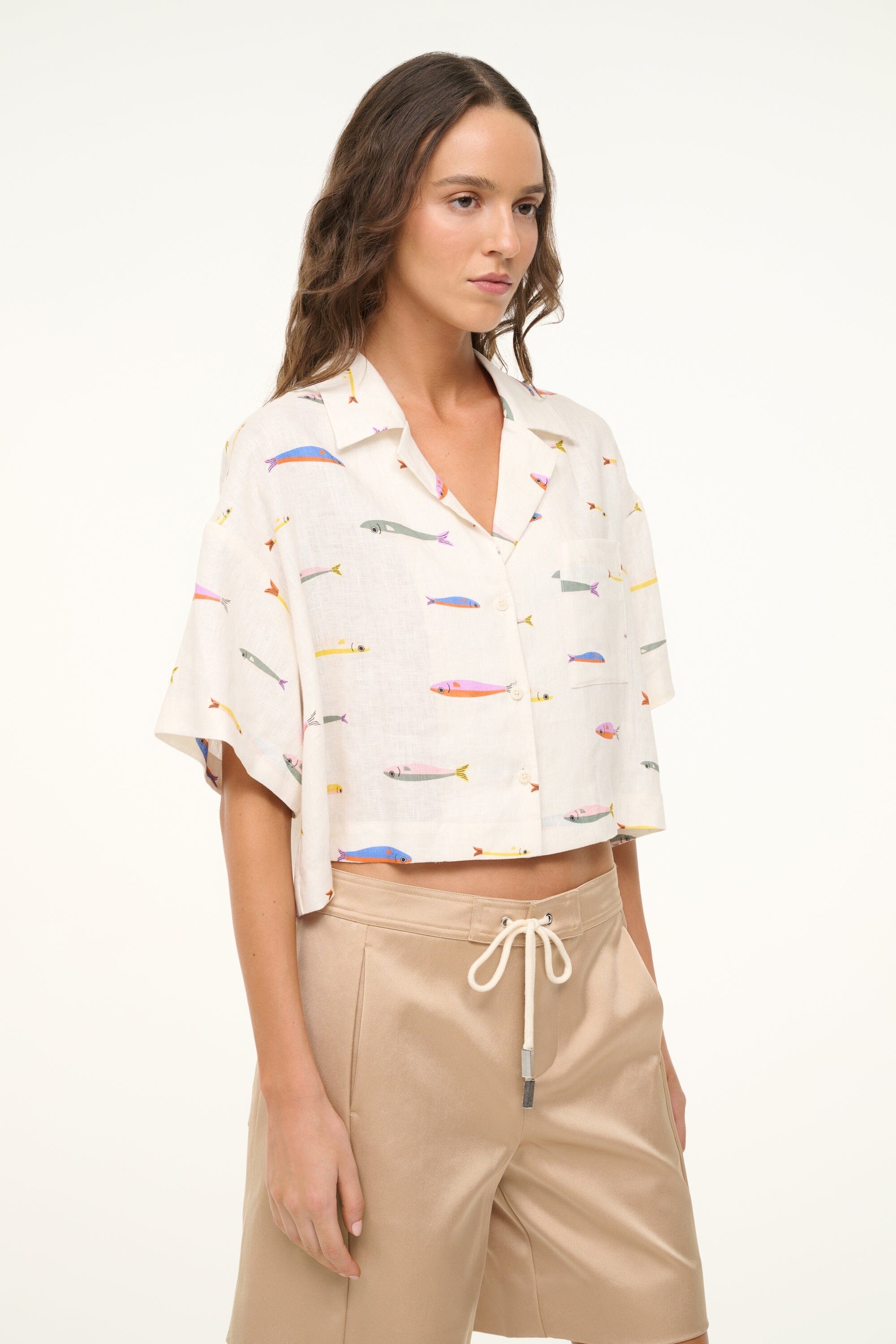 STAUD DAYA LINEN TOP POP SARDINES IVORY - 5