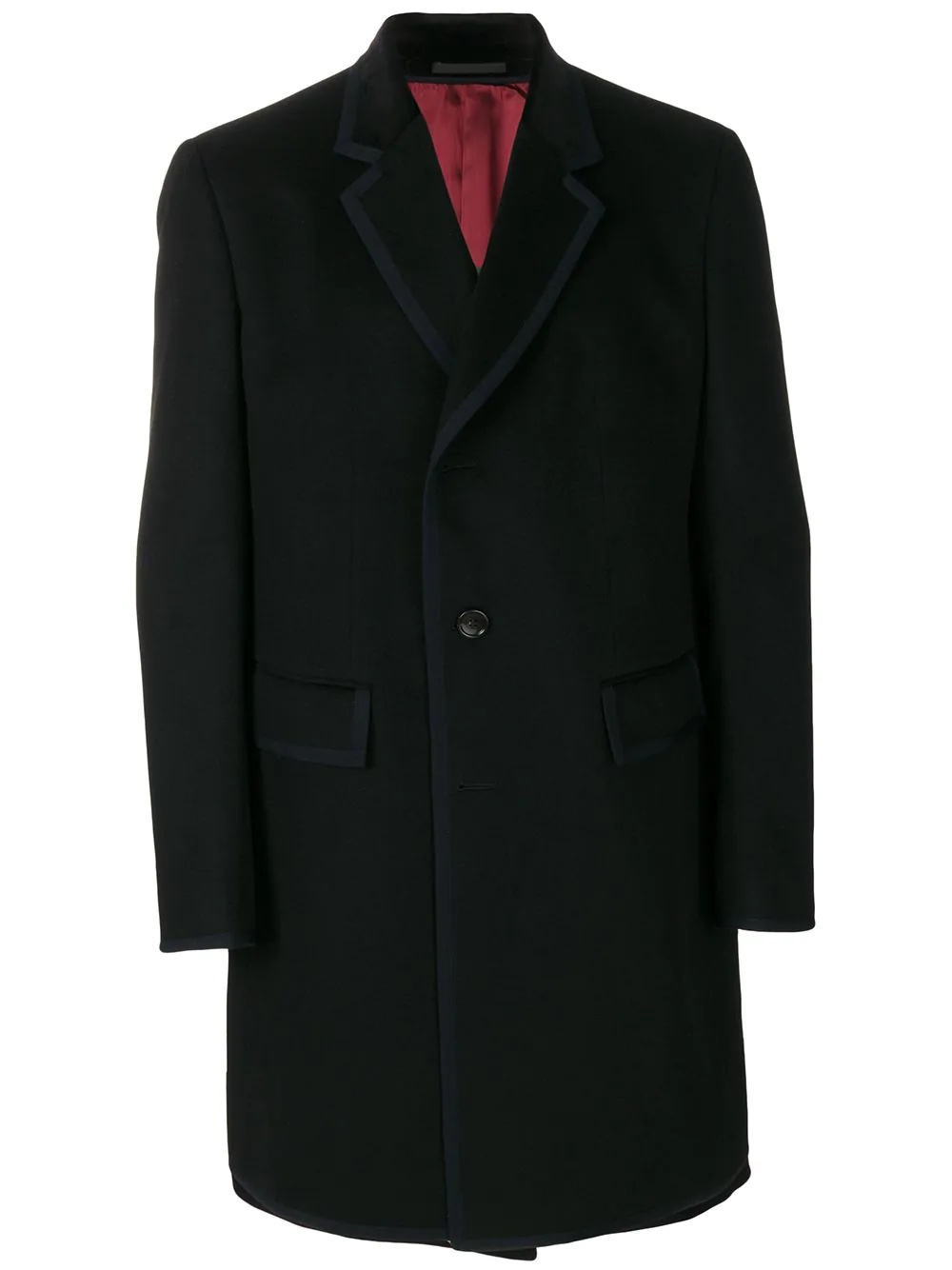 contrast trim single breasted coat - 1