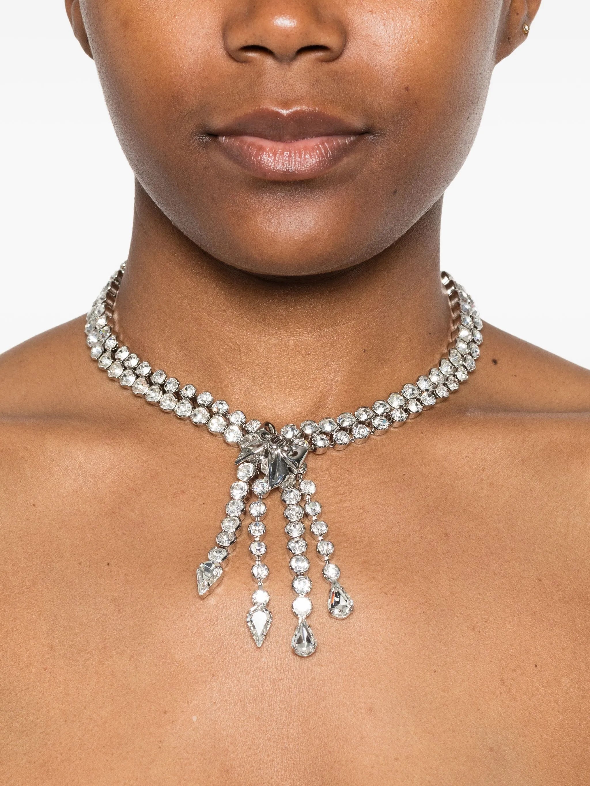 Alessandra Rich Crystal-embellished Fringed Necklace - 3