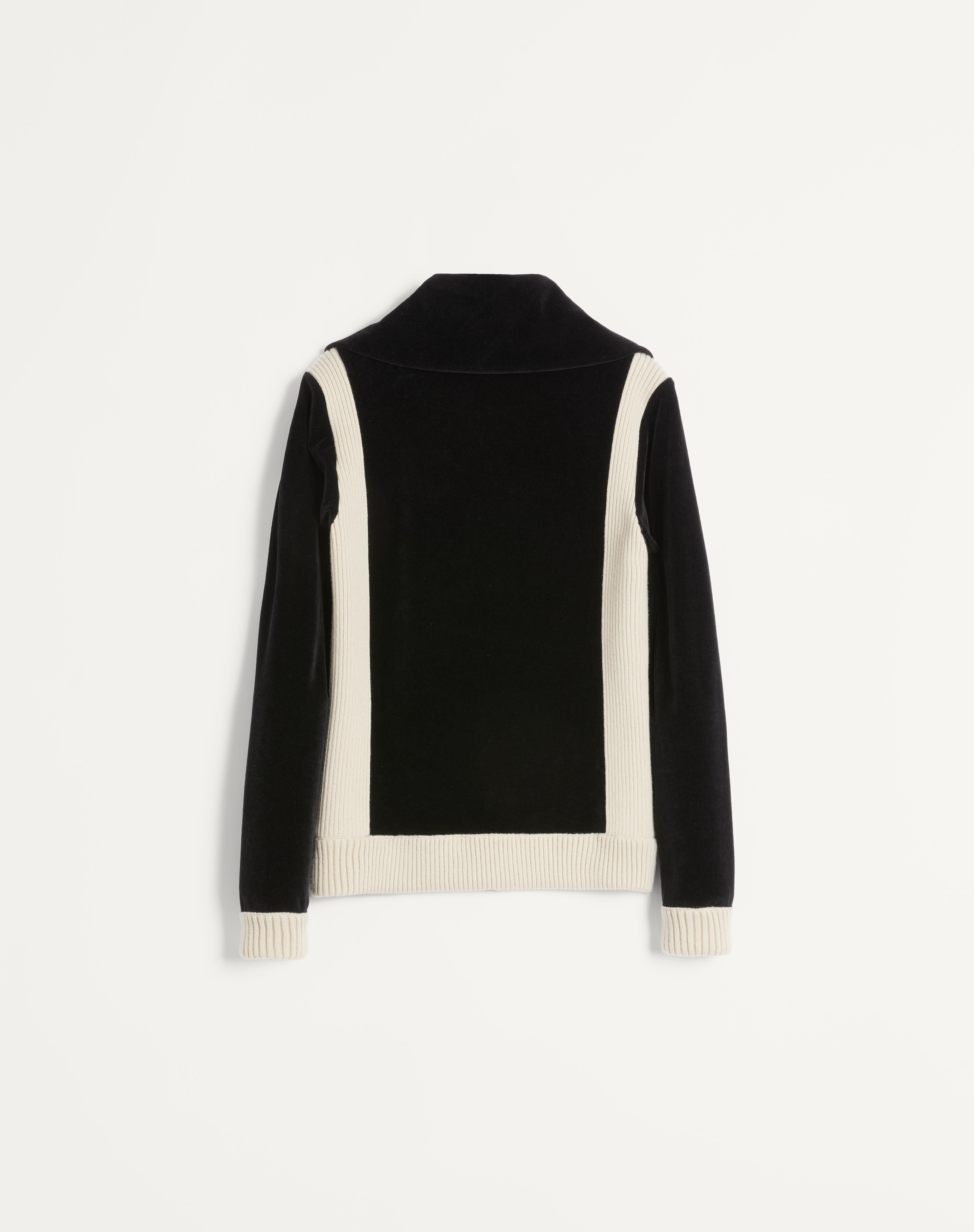 CHEZ VALENTINO TURTLENECK CHENILLE SWEATSHIRT WITH ZIPPER AND PATCH - 2