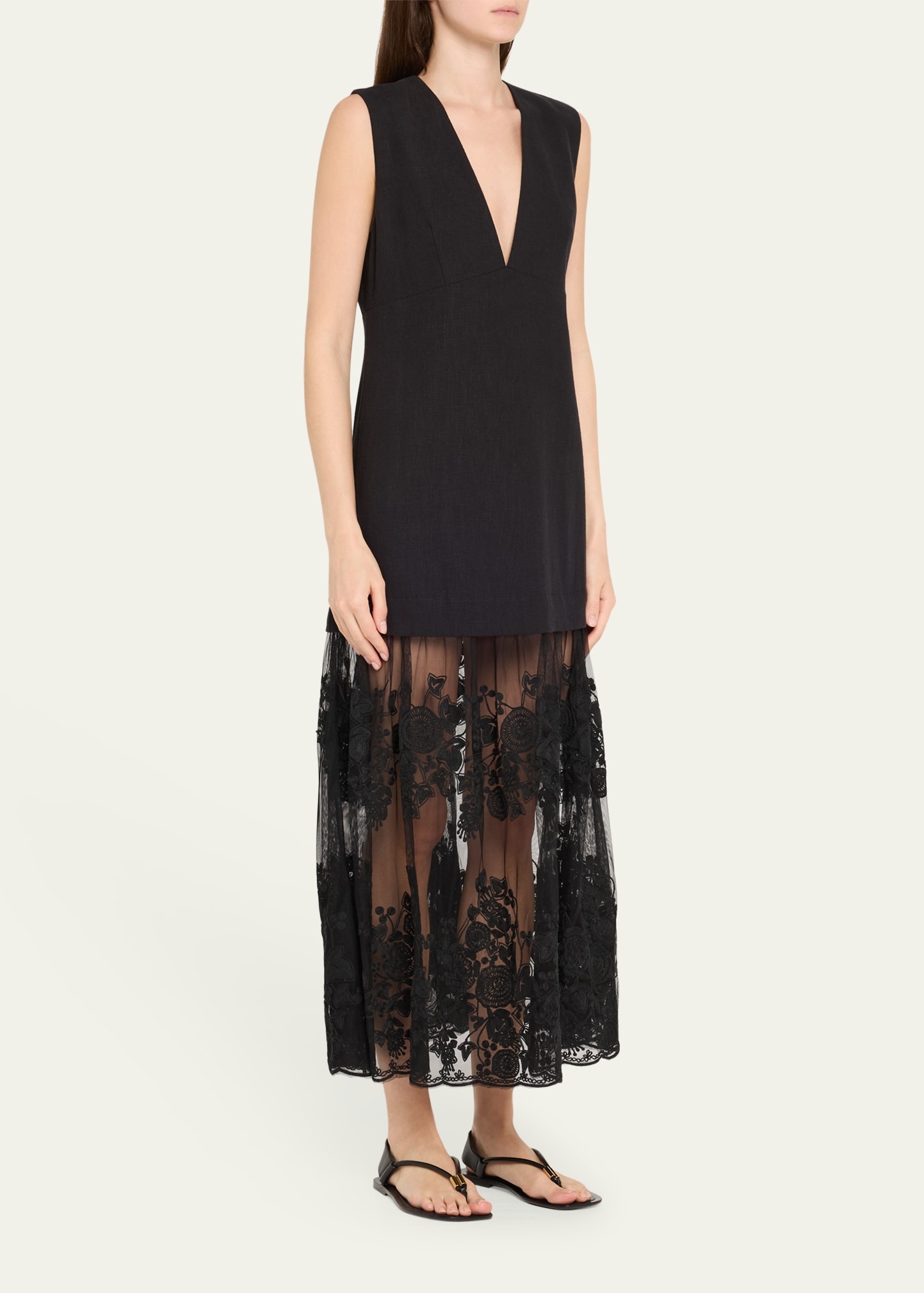 Arielle Lace V-Neck Midi Dress - 4