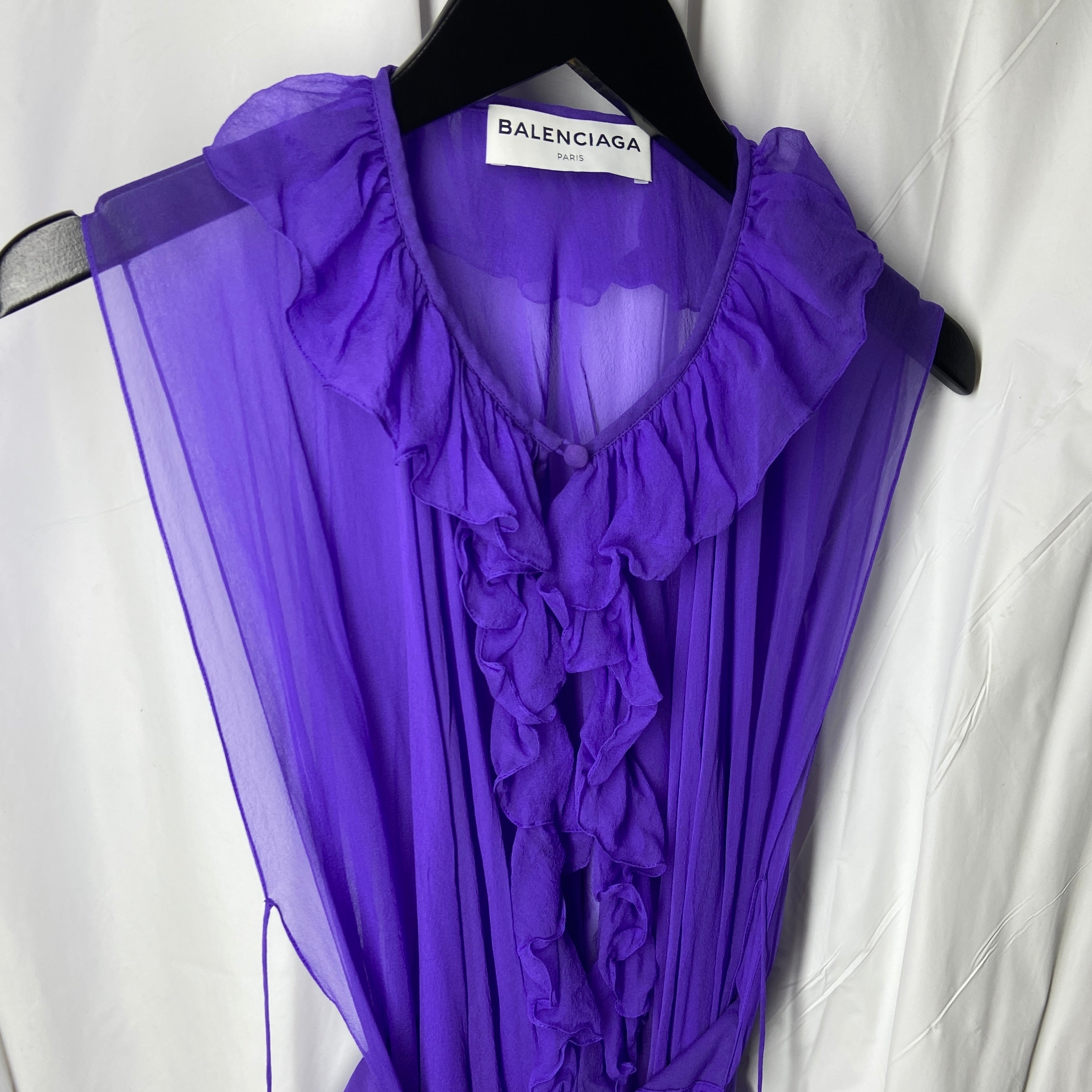 Balenciaga fall 2017 ultra violet belted silk-mousseline dress OS - 13