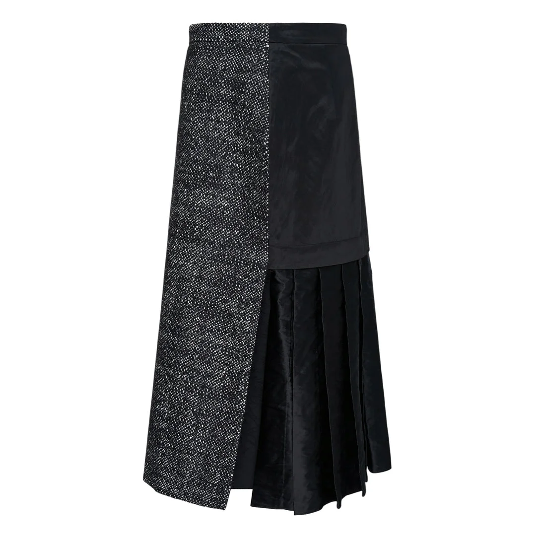Salt & Pepper Wool Midi Skirt - 1