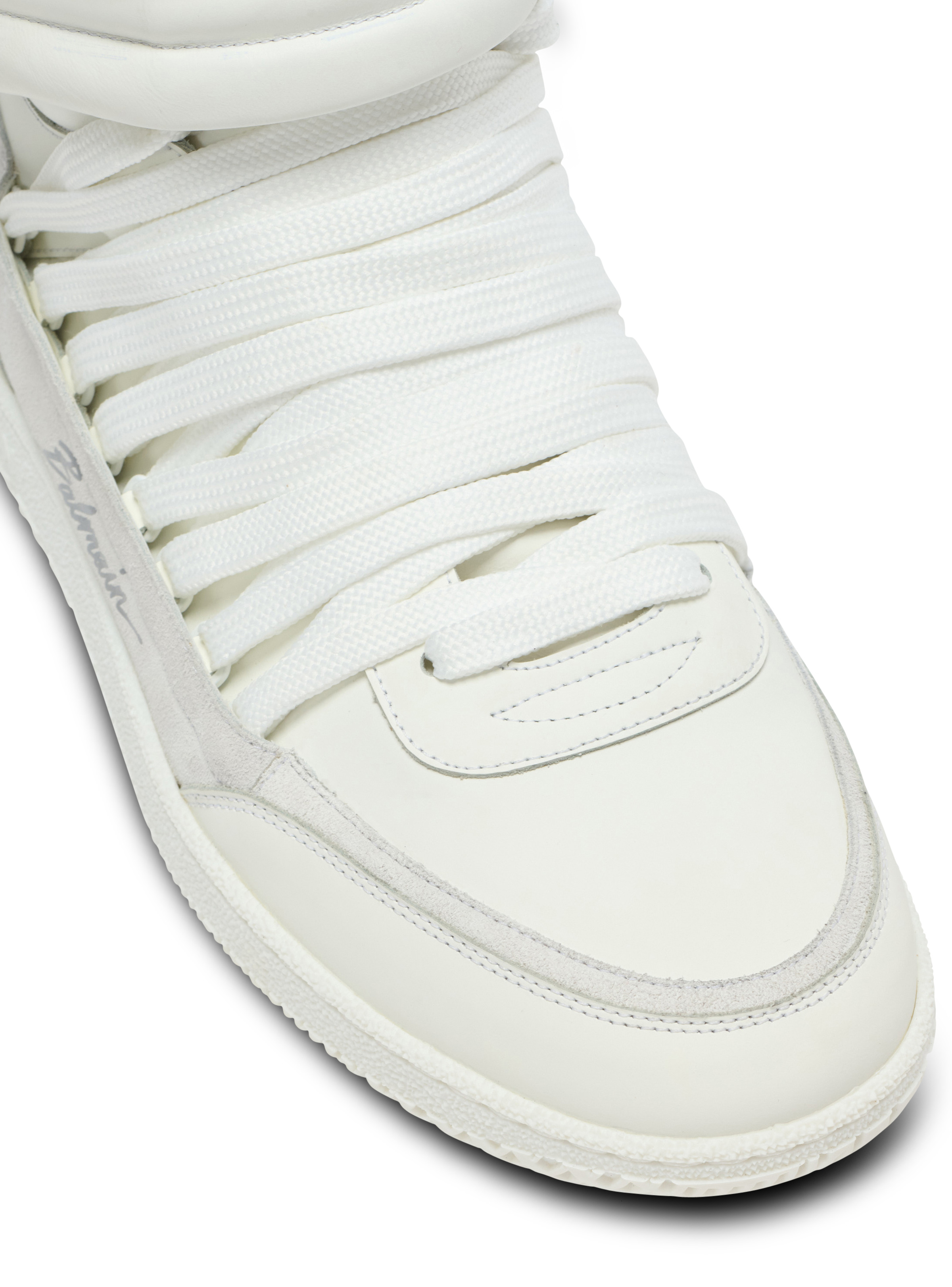 Leather Balmain Swan Mid-Top lace-up trainers - 6