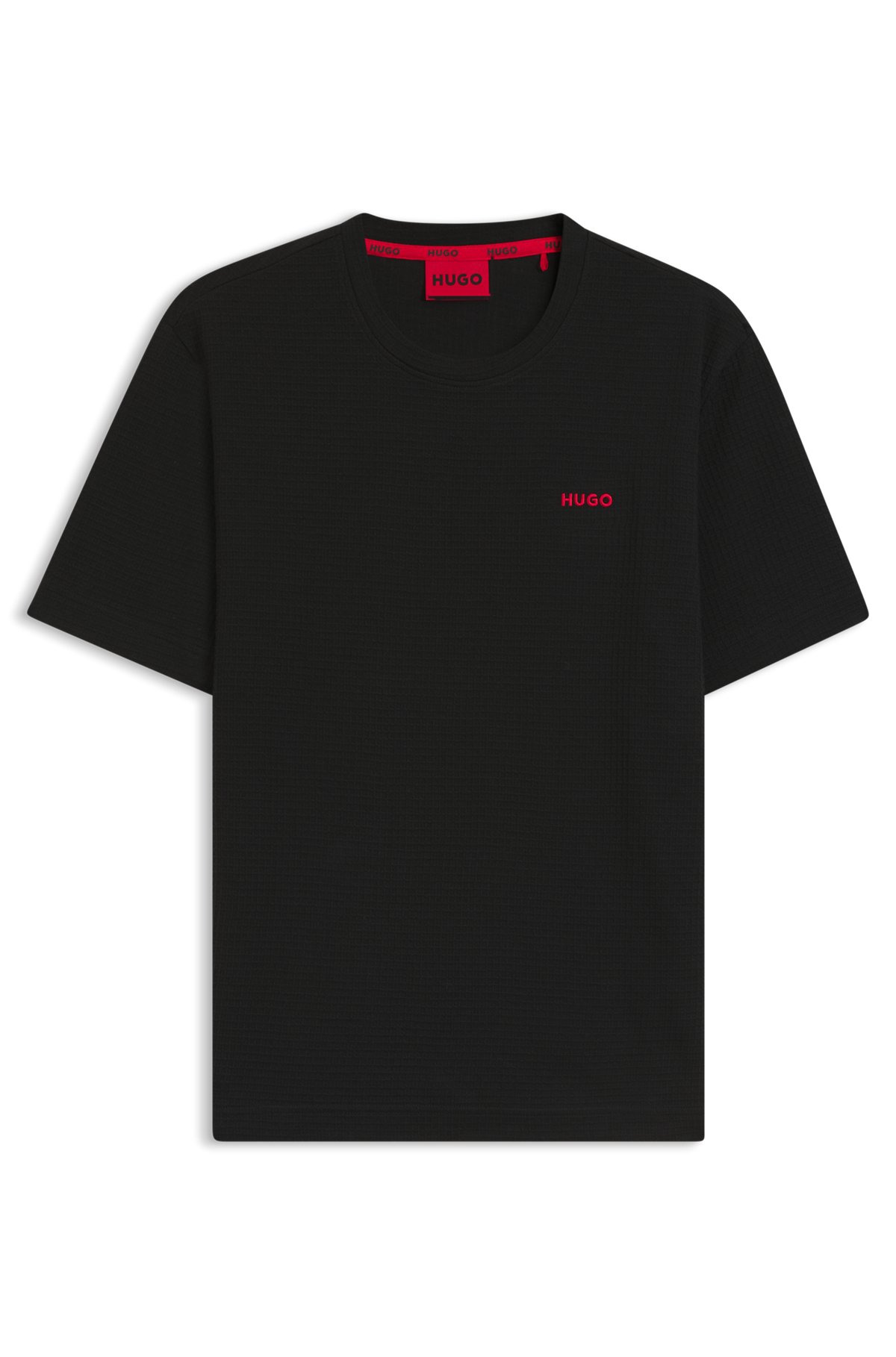 WAFFLE-STRUCTURED PAJAMA T-SHIRT WITH EMBROIDERED LOGO - 1