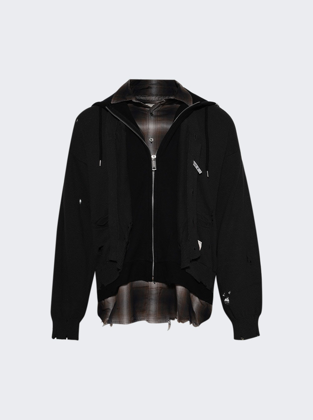 Triple Layered Knit Cardigan Black - 1