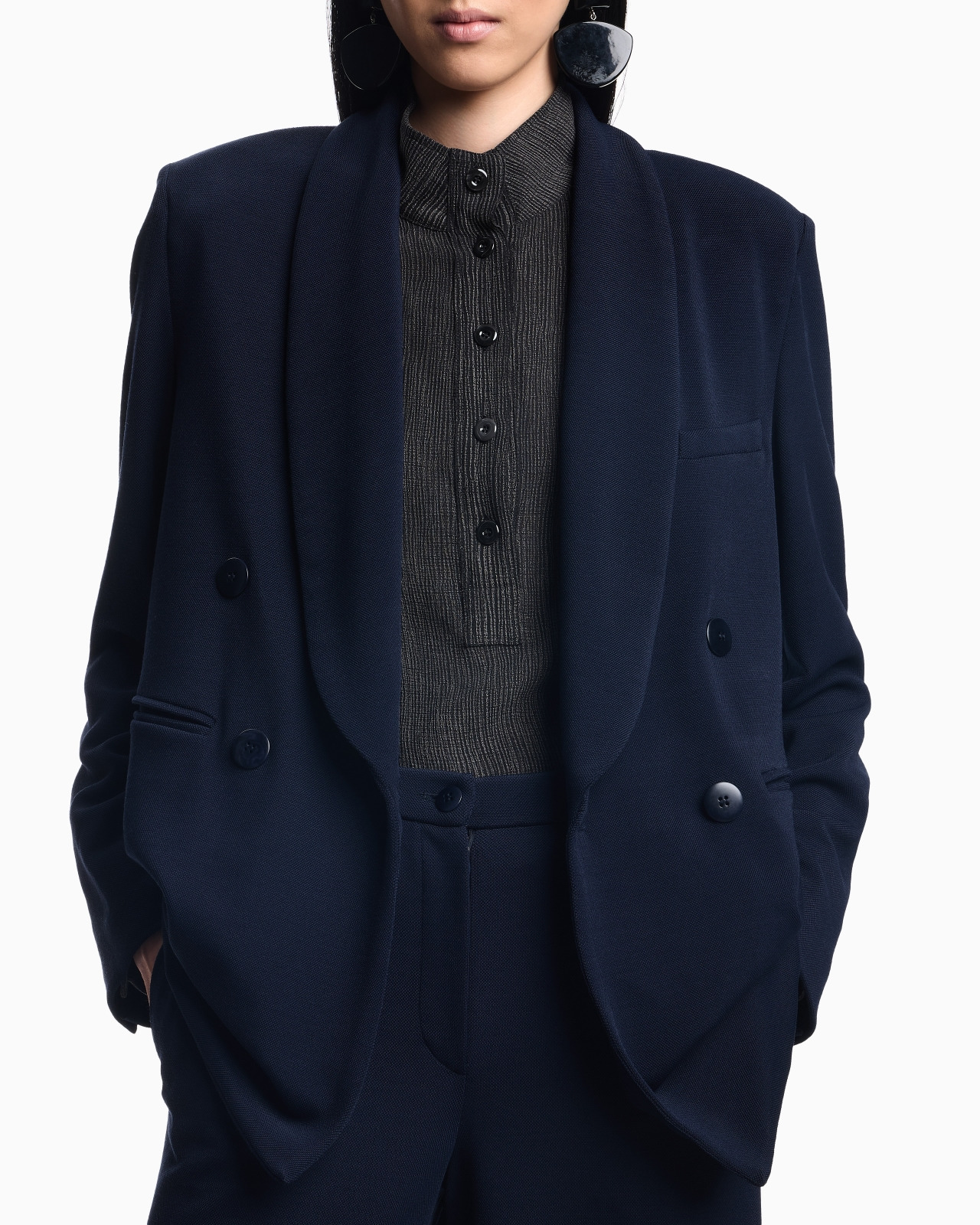 ICON COMPACT PIQUÉ DOUBLE-BREASTED BLAZER - 5